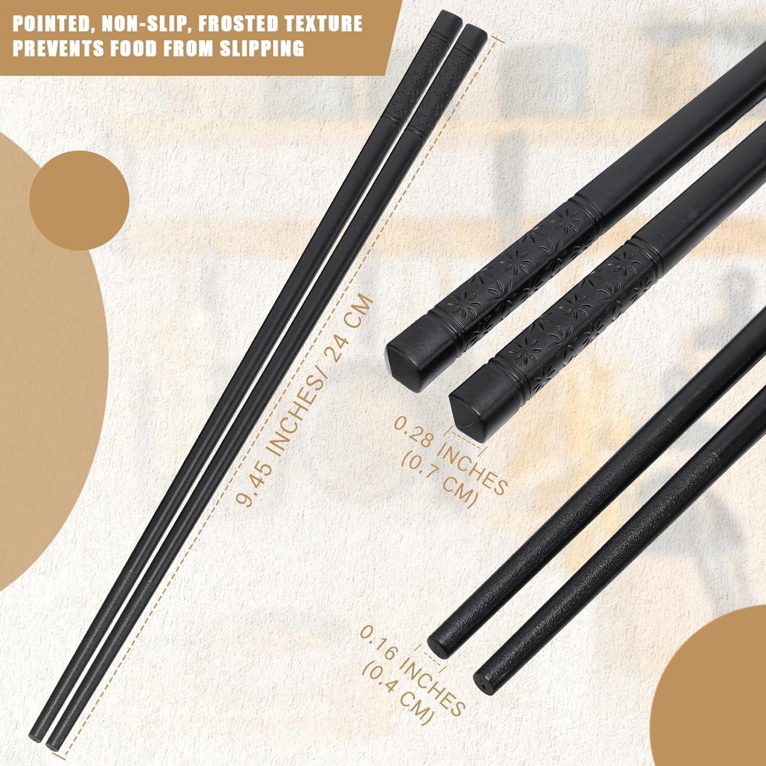 200 Pares Palillos Reutilizables Dandat 24,13 cm Negros