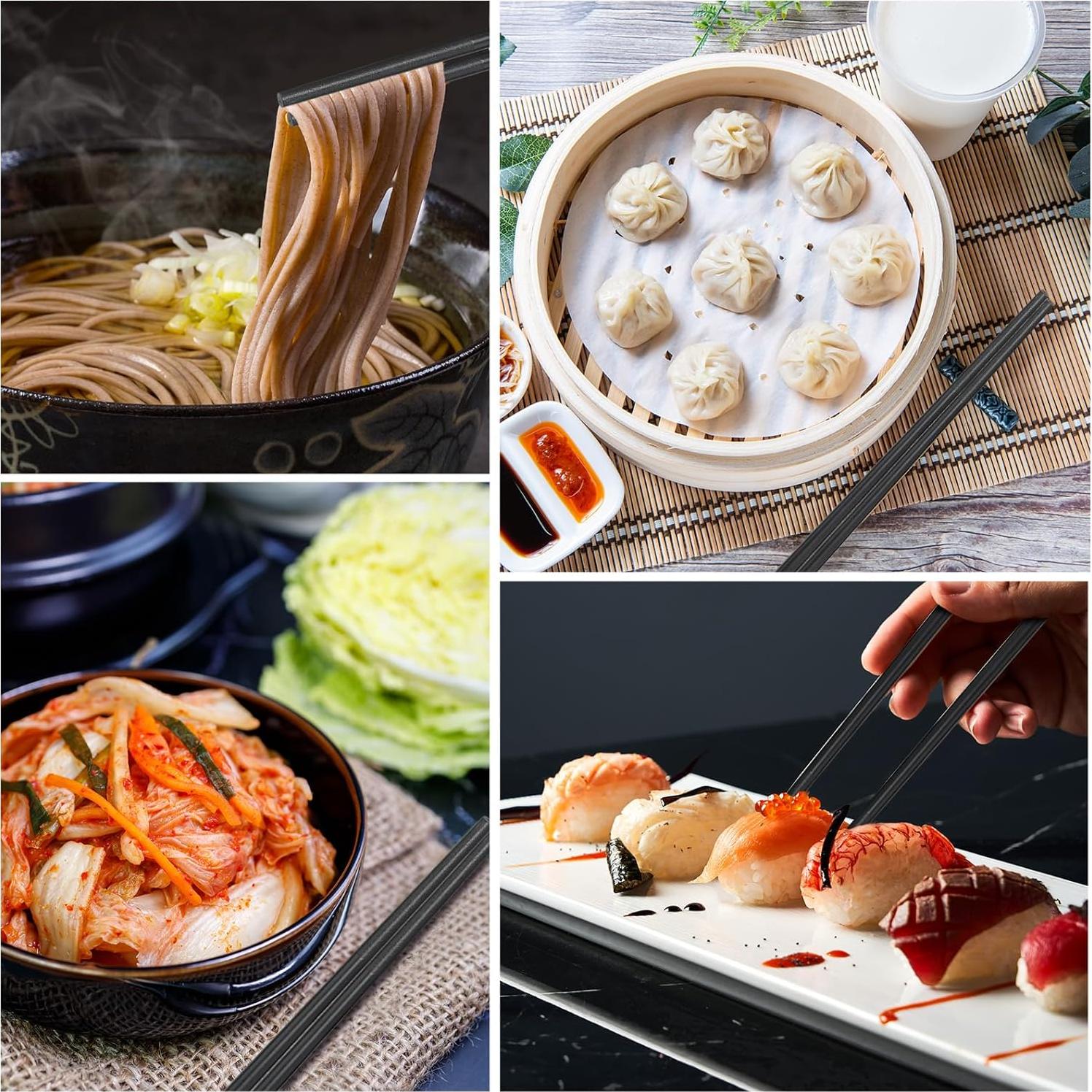 200 Pares Palillos Reutilizables Dandat 24,13 cm Negros