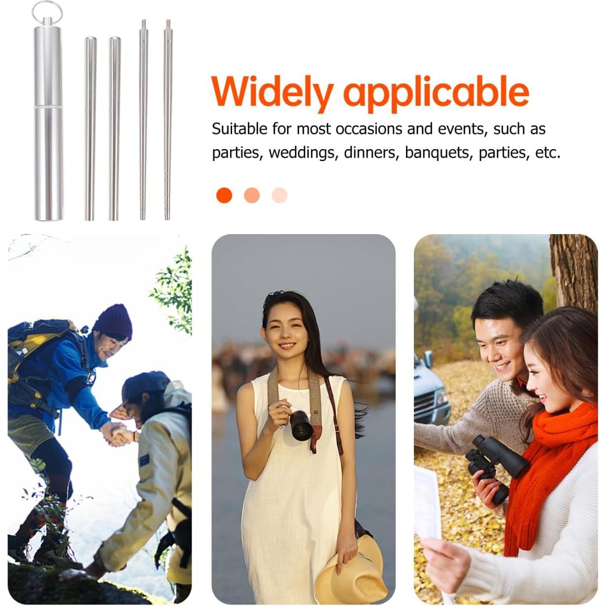 Set de Palillos Plegables Healifty Acero Inoxidable 22cm