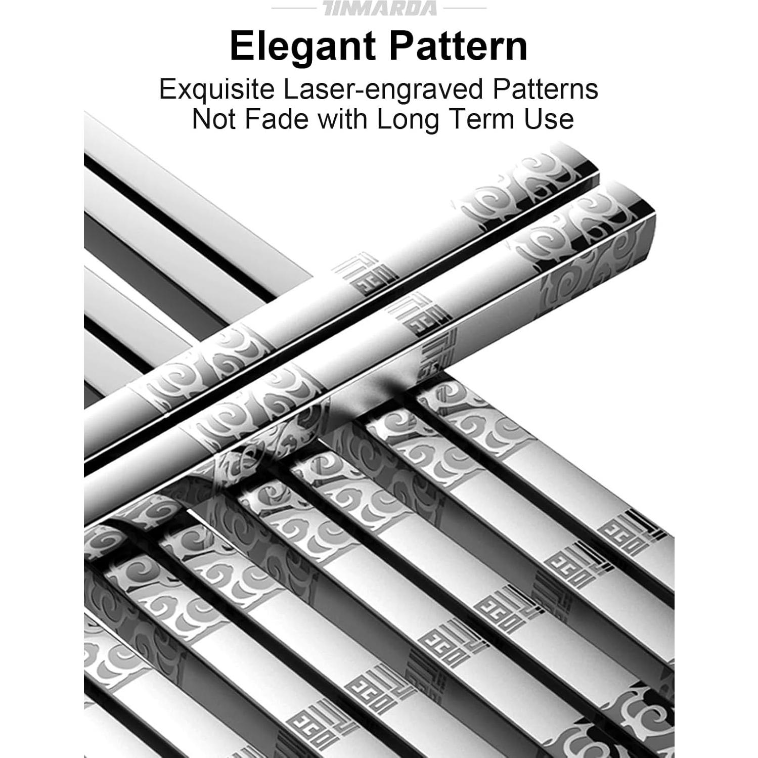 Palillos de Metal Reutilizables TINMARDA 5 Pares Acero Inoxidable