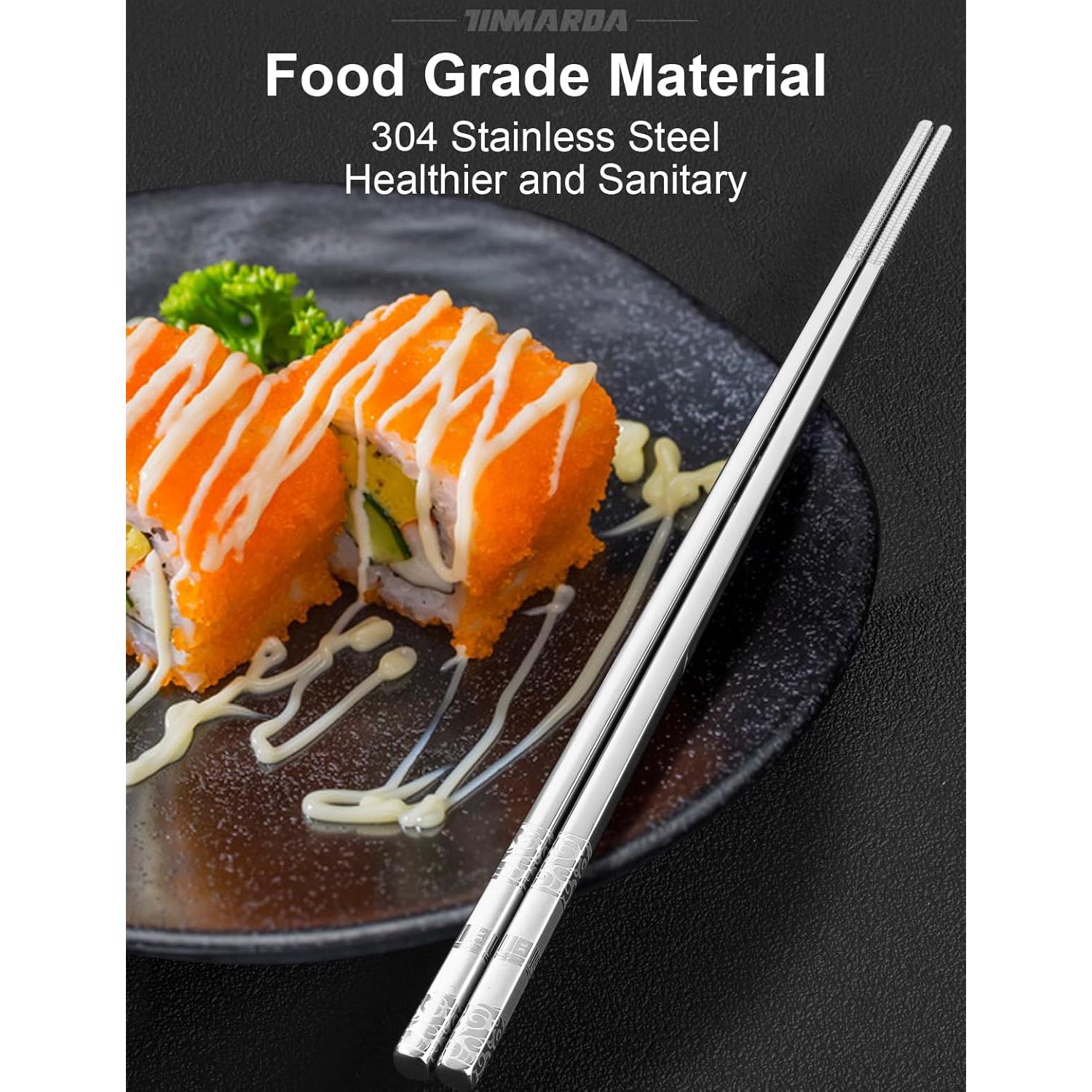 Palillos de Metal Reutilizables TINMARDA 5 Pares Acero Inoxidable