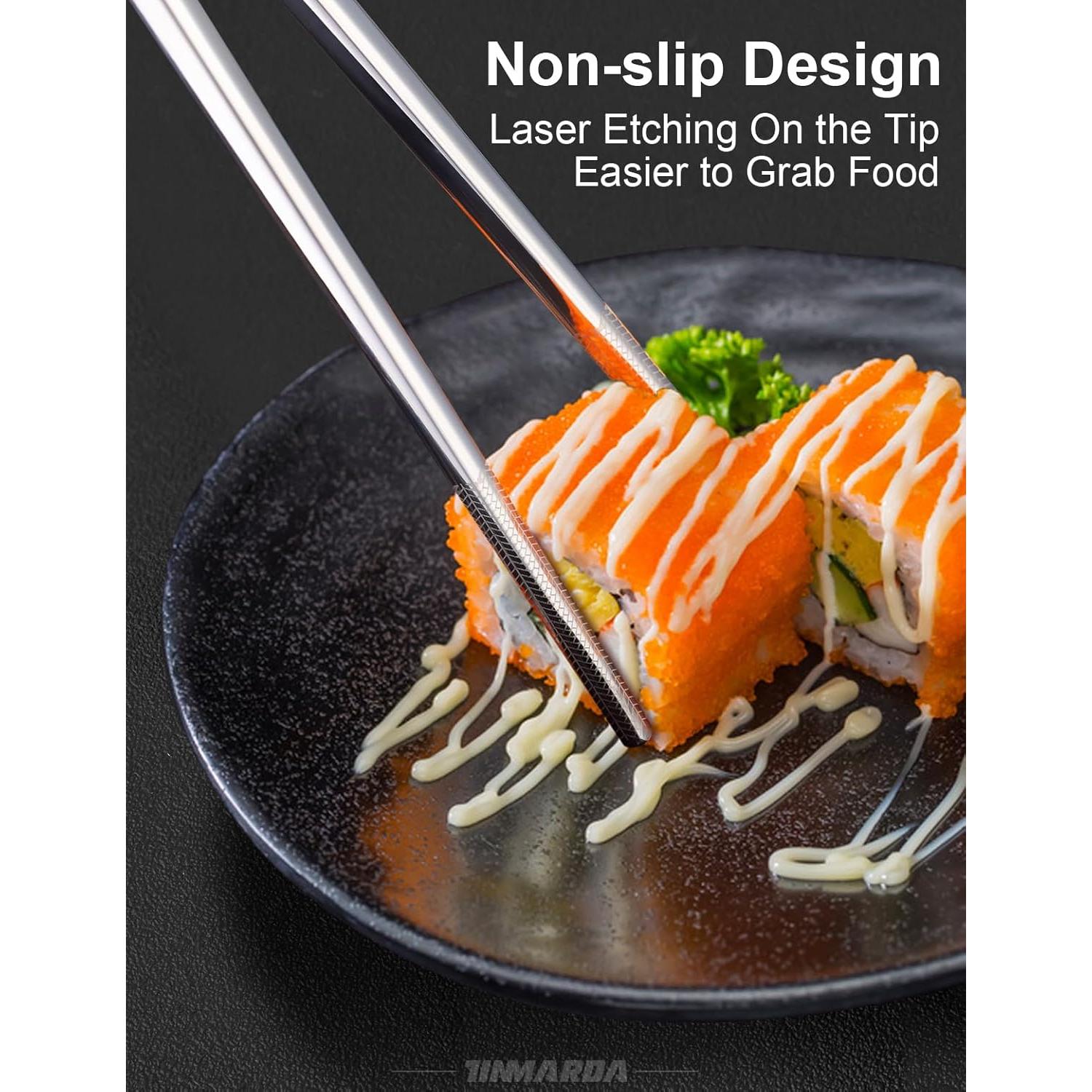 Palillos de Metal Reutilizables TINMARDA 5 Pares Acero Inoxidable