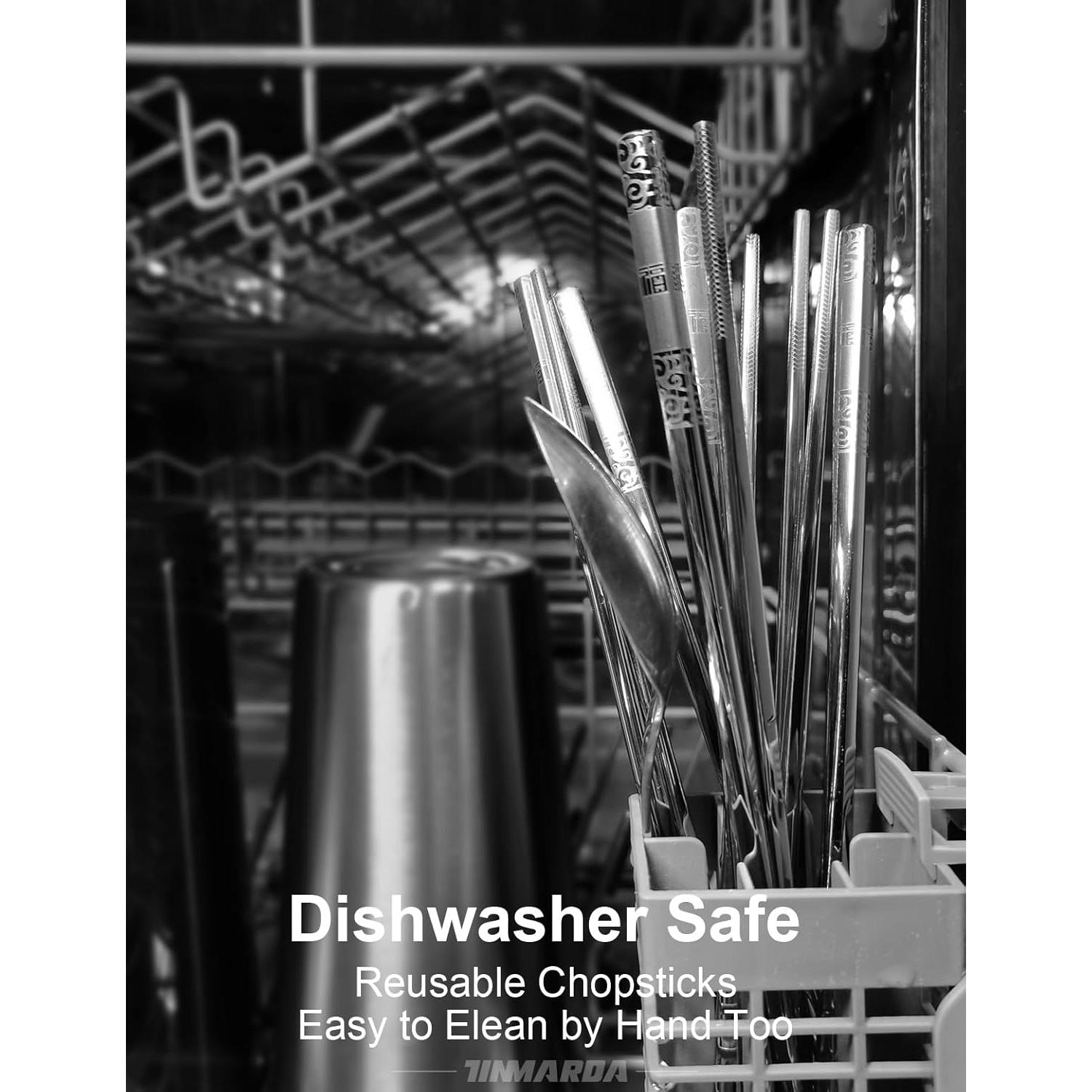 Palillos de Metal Reutilizables TINMARDA 5 Pares Acero Inoxidable