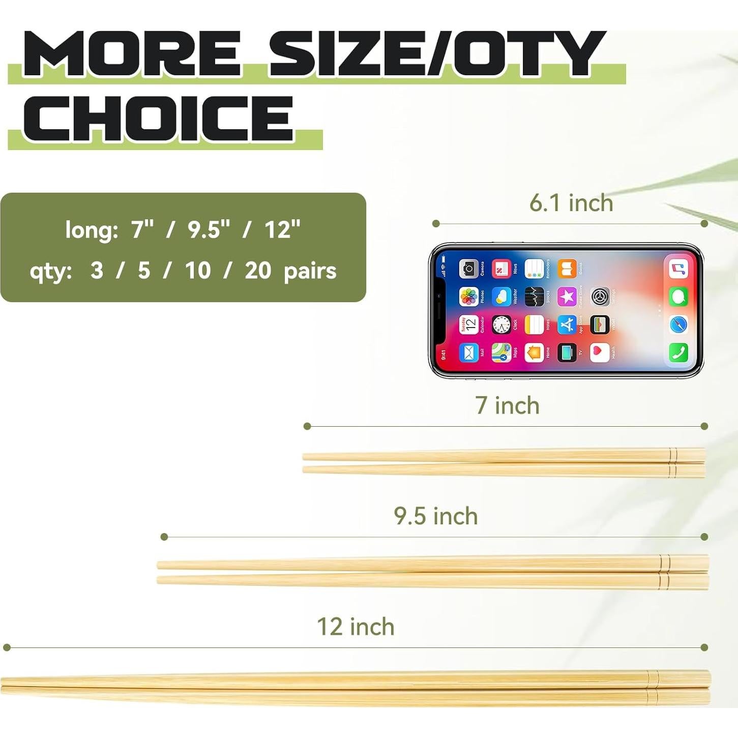 Palillos Reutilizables de Bambú HOPELF 24.13 cm 5 Pares