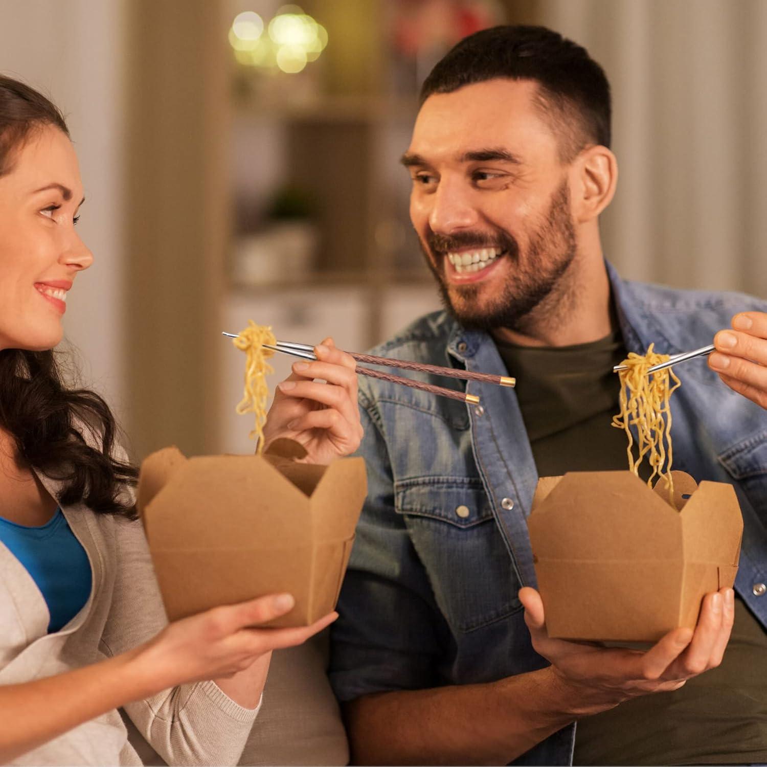 5 Pares de Palillos Reutilizables AKONEGE 25 cm Madera y Acero