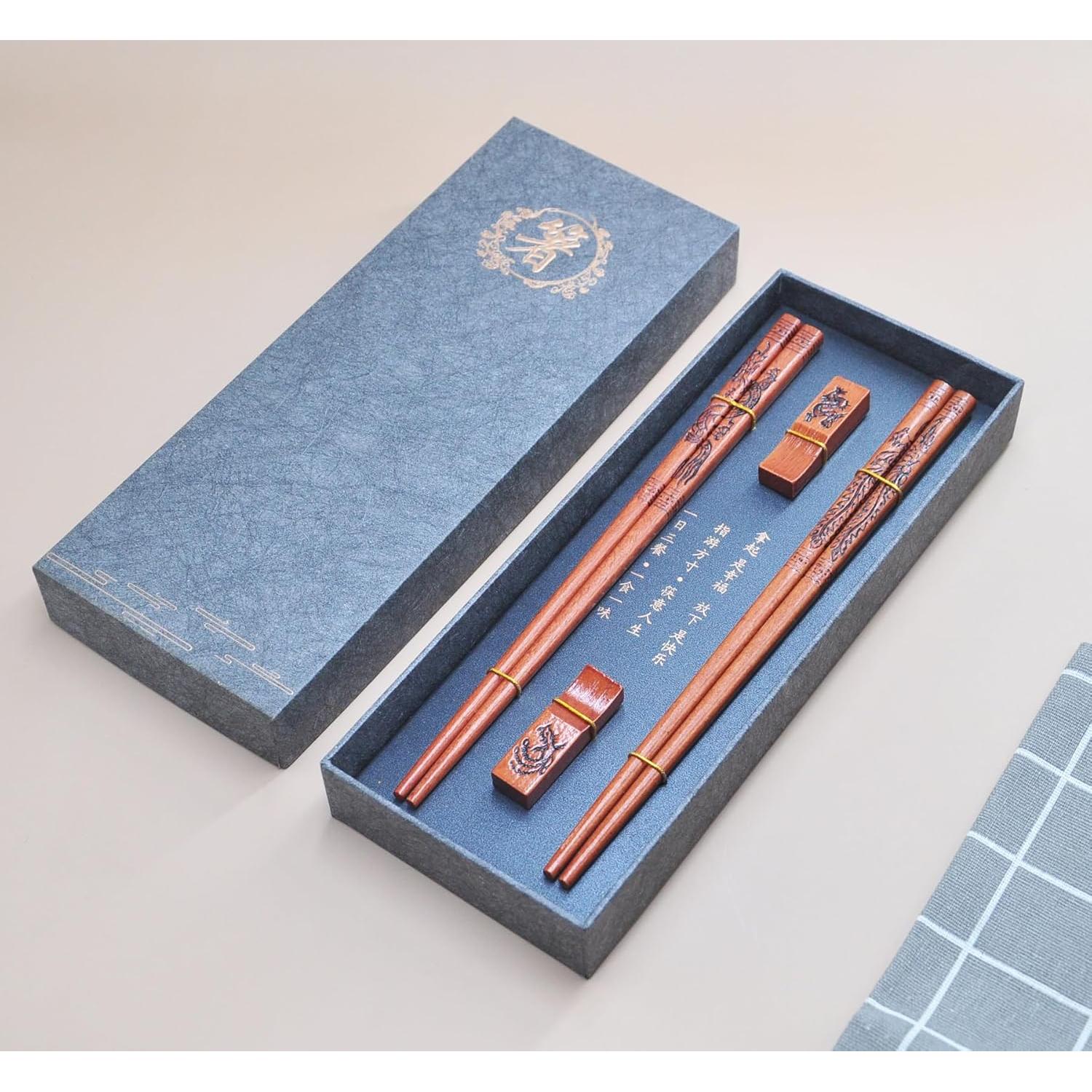 Juego de Palillos de Madera Reutilizables Kenpal Dragón y Fénix