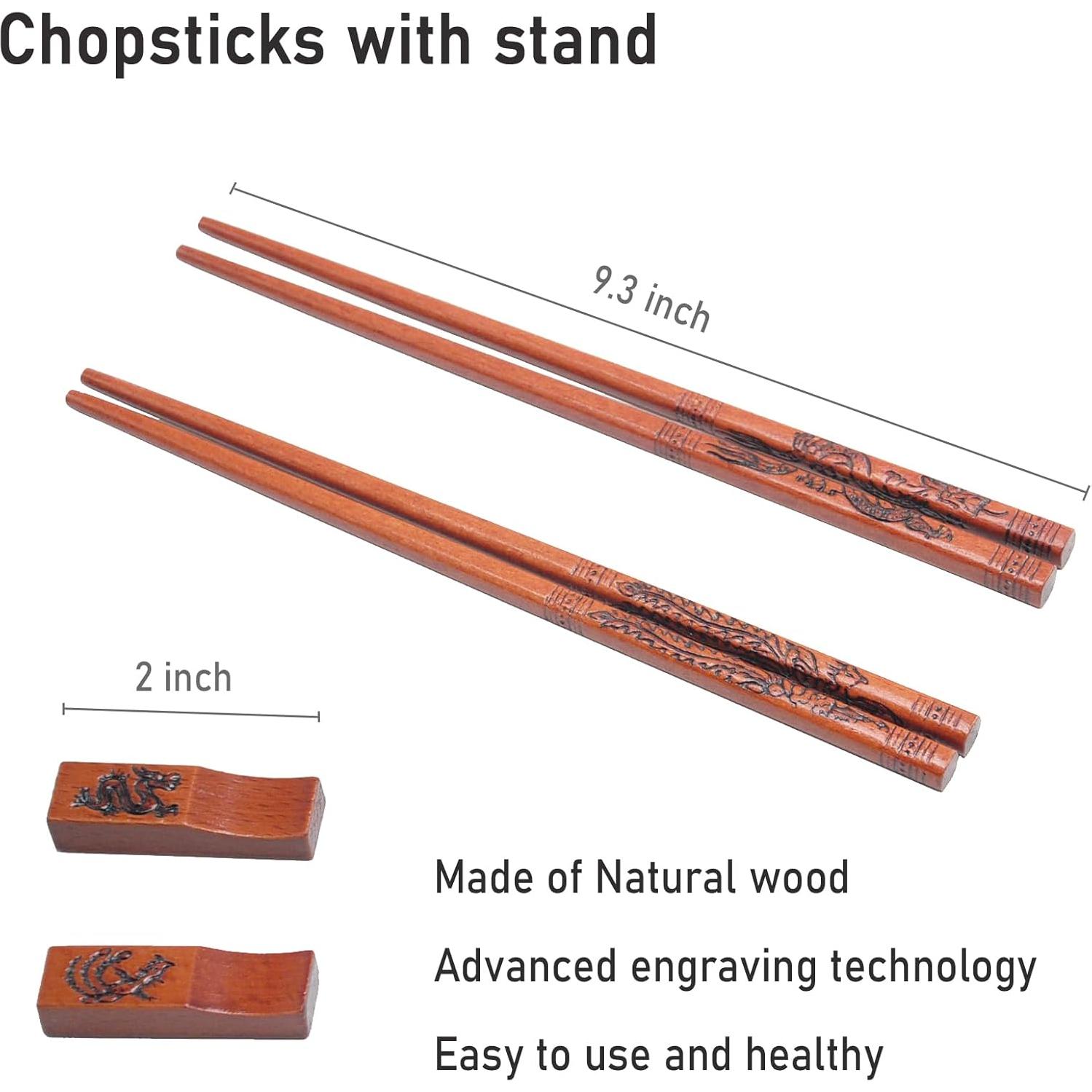 Juego de Palillos de Madera Reutilizables Kenpal Dragón y Fénix