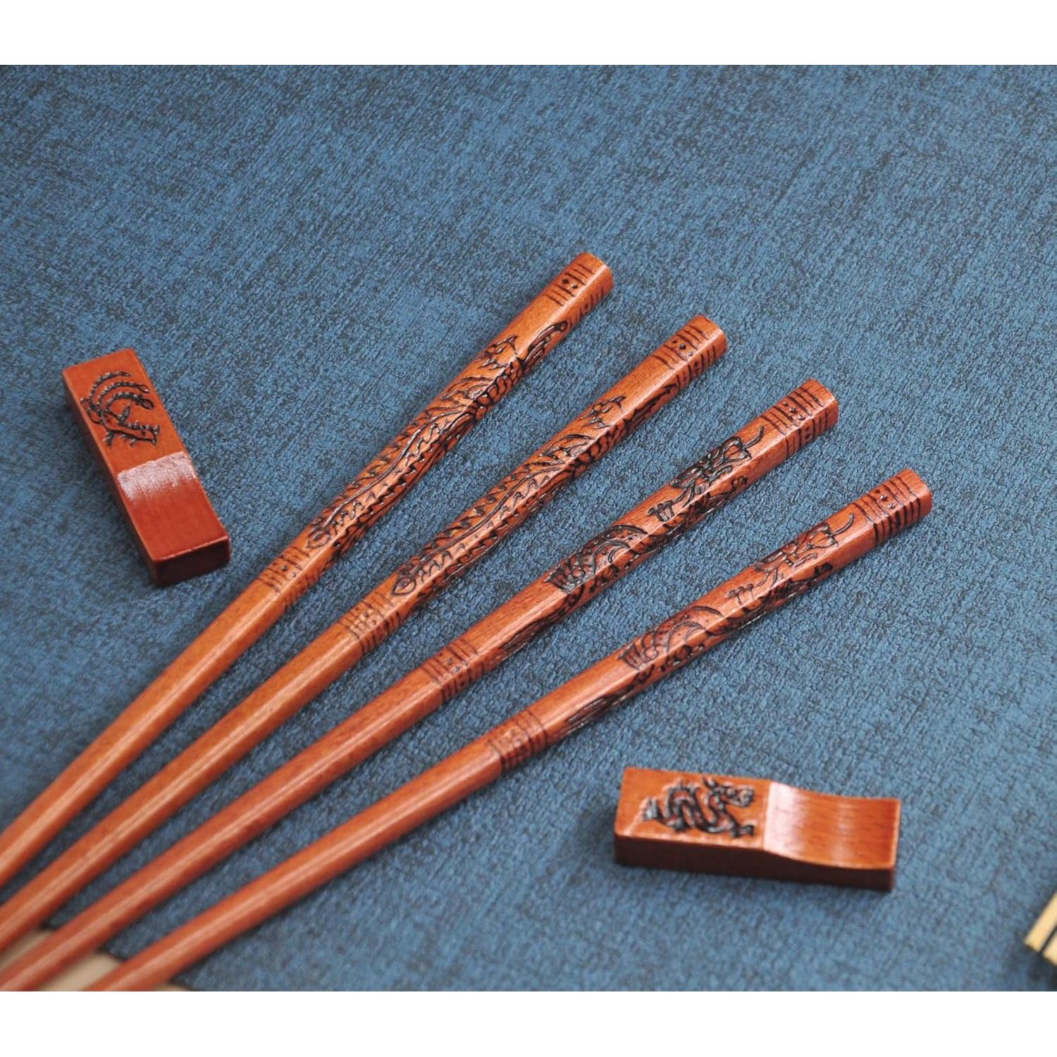 Juego de Palillos de Madera Reutilizables Kenpal Dragón y Fénix