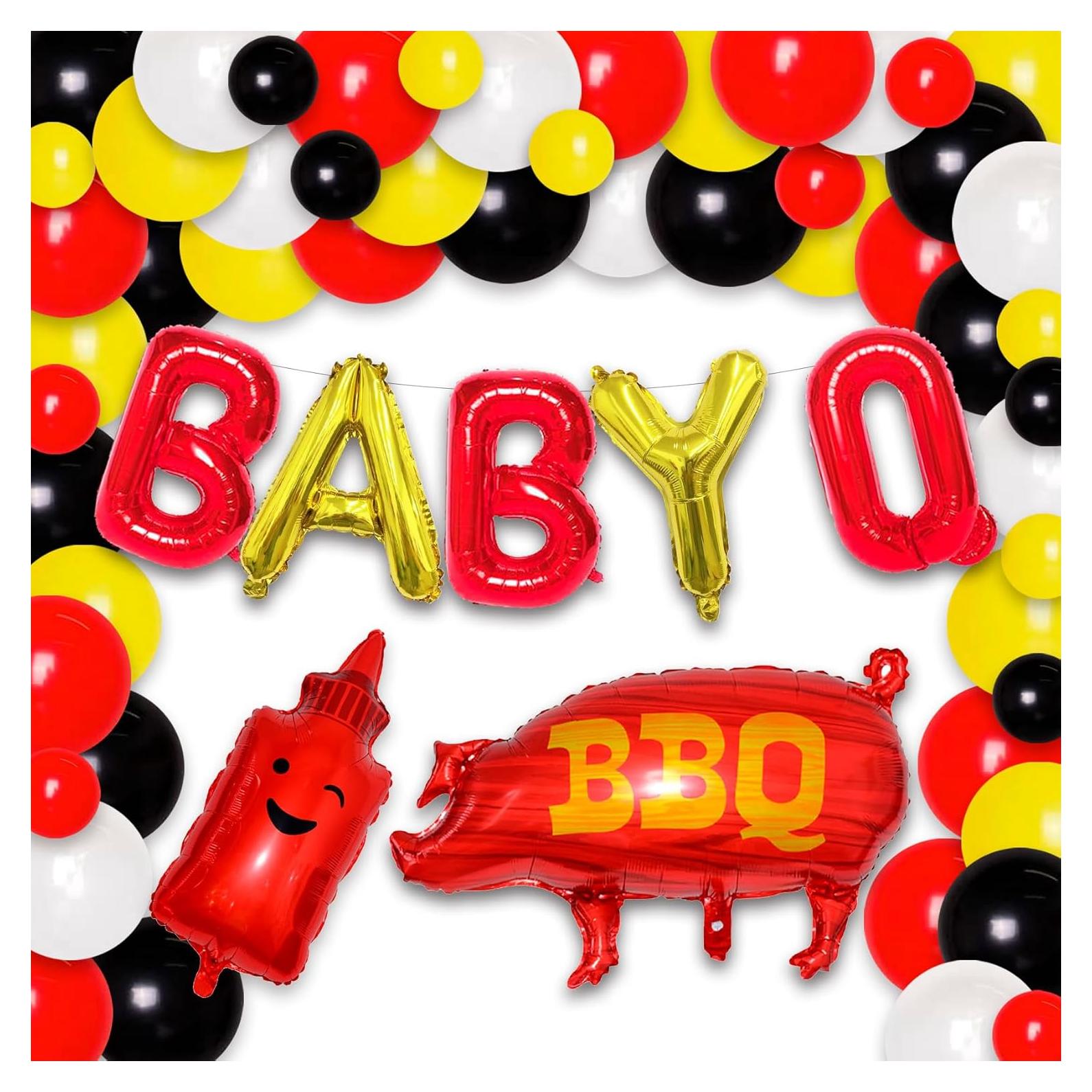 58 Pzs Decoraciones Baby Q PARLONTY - Globos Rojos y Cerdo