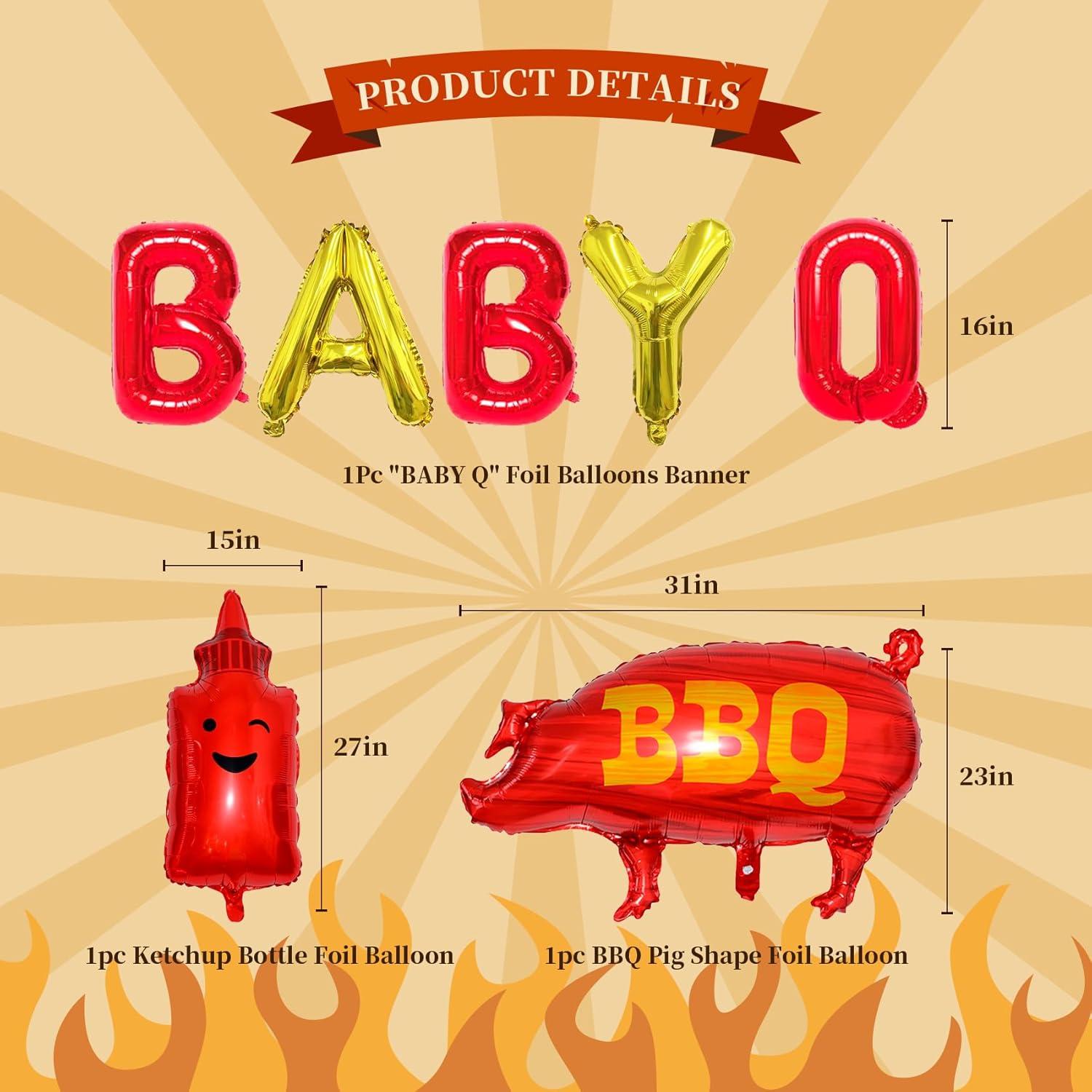 58 Pzs Decoraciones Baby Q PARLONTY - Globos Rojos y Cerdo