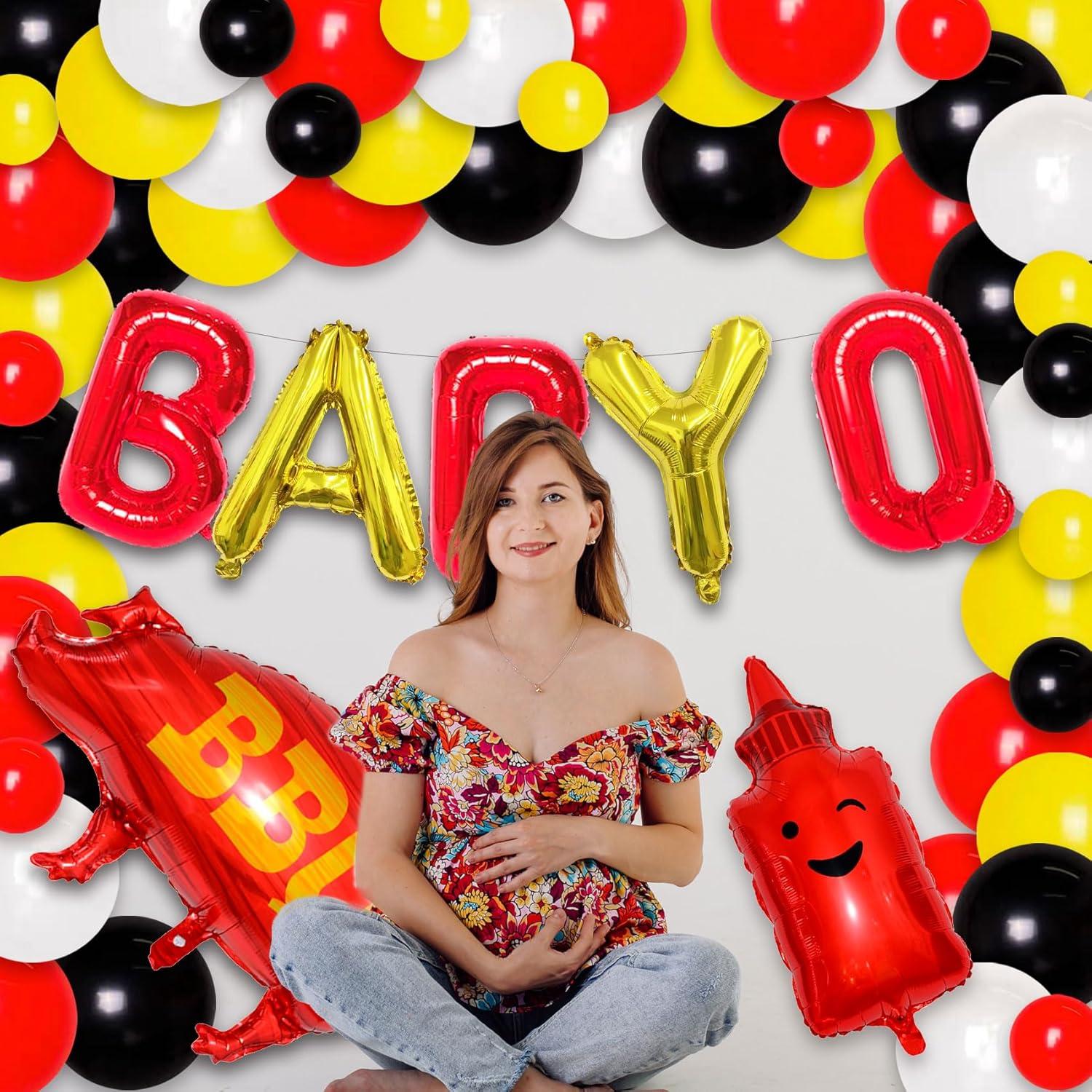 58 Pzs Decoraciones Baby Q PARLONTY - Globos Rojos y Cerdo