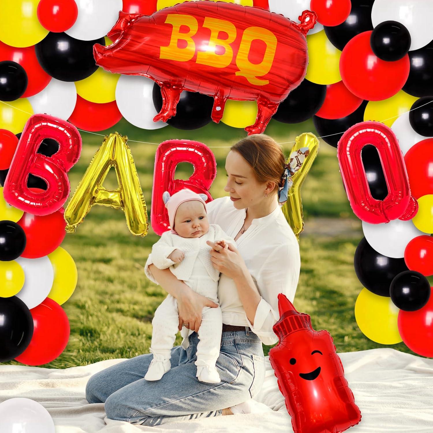 58 Pzs Decoraciones Baby Q PARLONTY - Globos Rojos y Cerdo