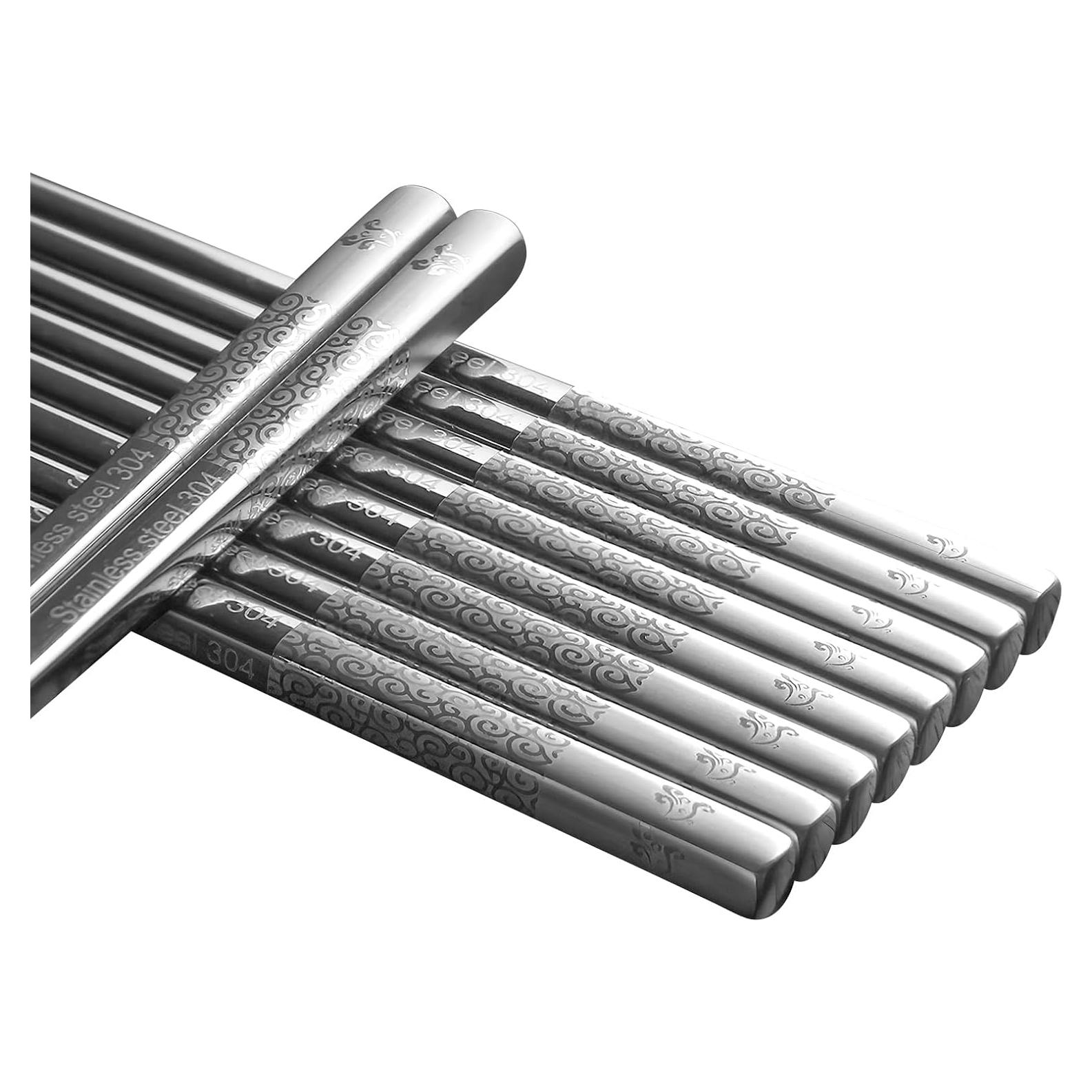 Palillos de Metal IQCWOOD Reutilizables Antideslizantes 23.5 cm