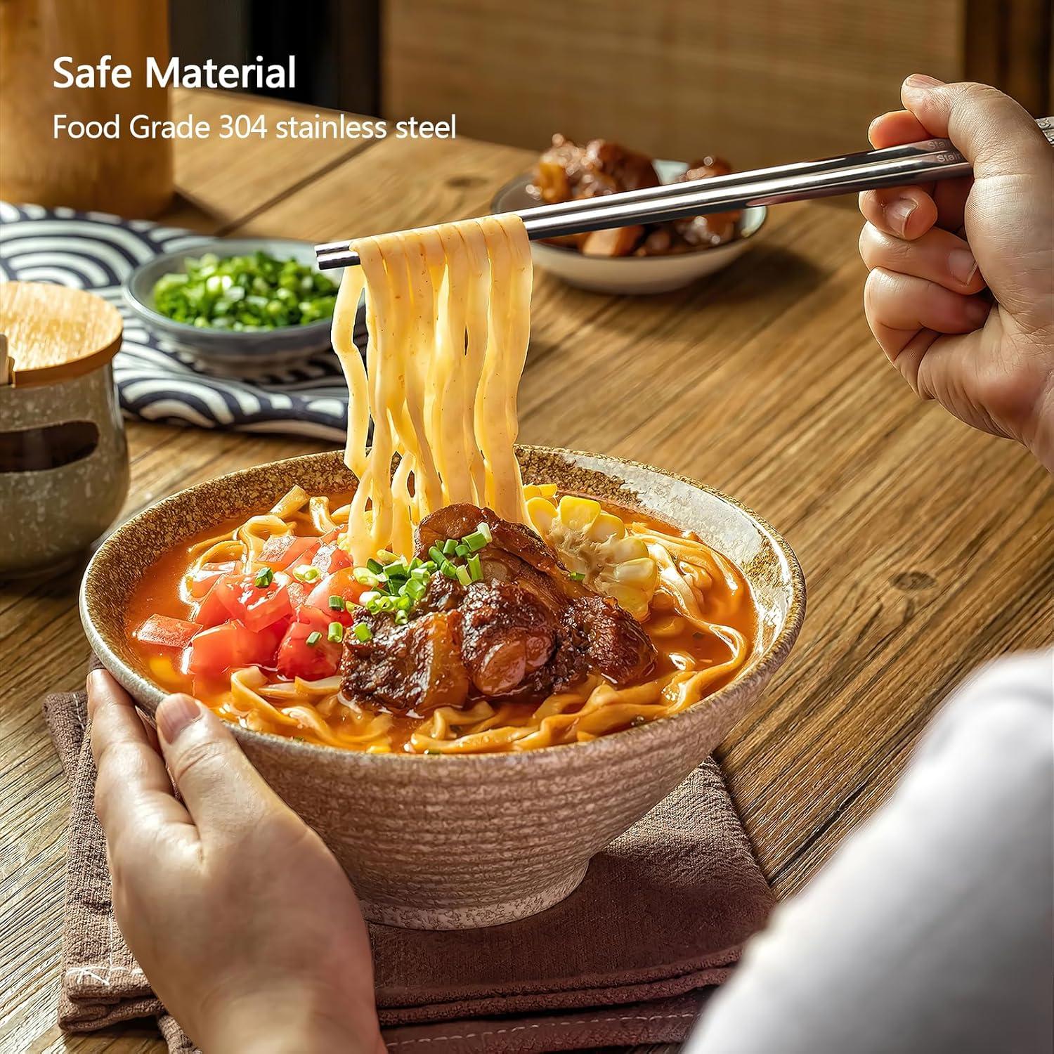 Palillos de Metal IQCWOOD Reutilizables Antideslizantes 23.5 cm