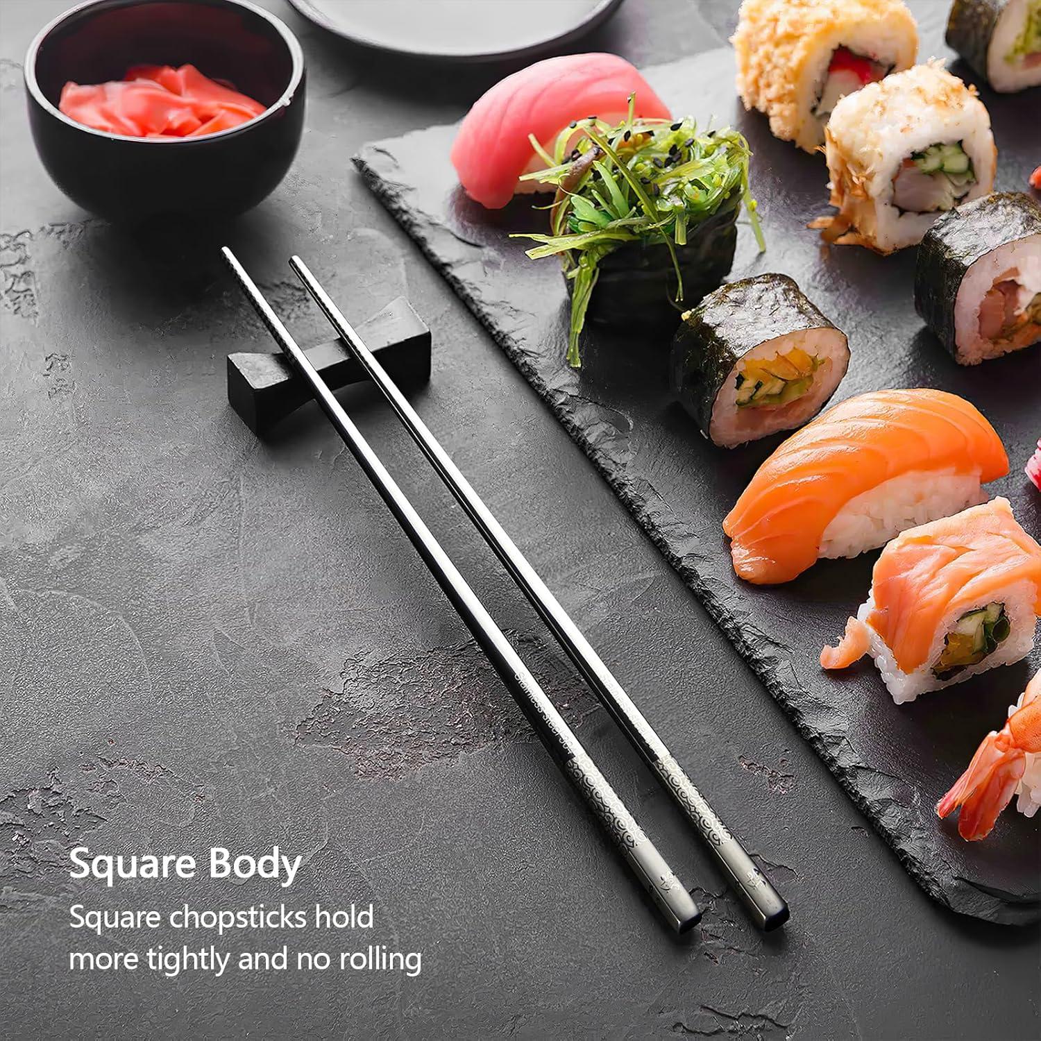 Palillos de Metal IQCWOOD Reutilizables Antideslizantes 23.5 cm