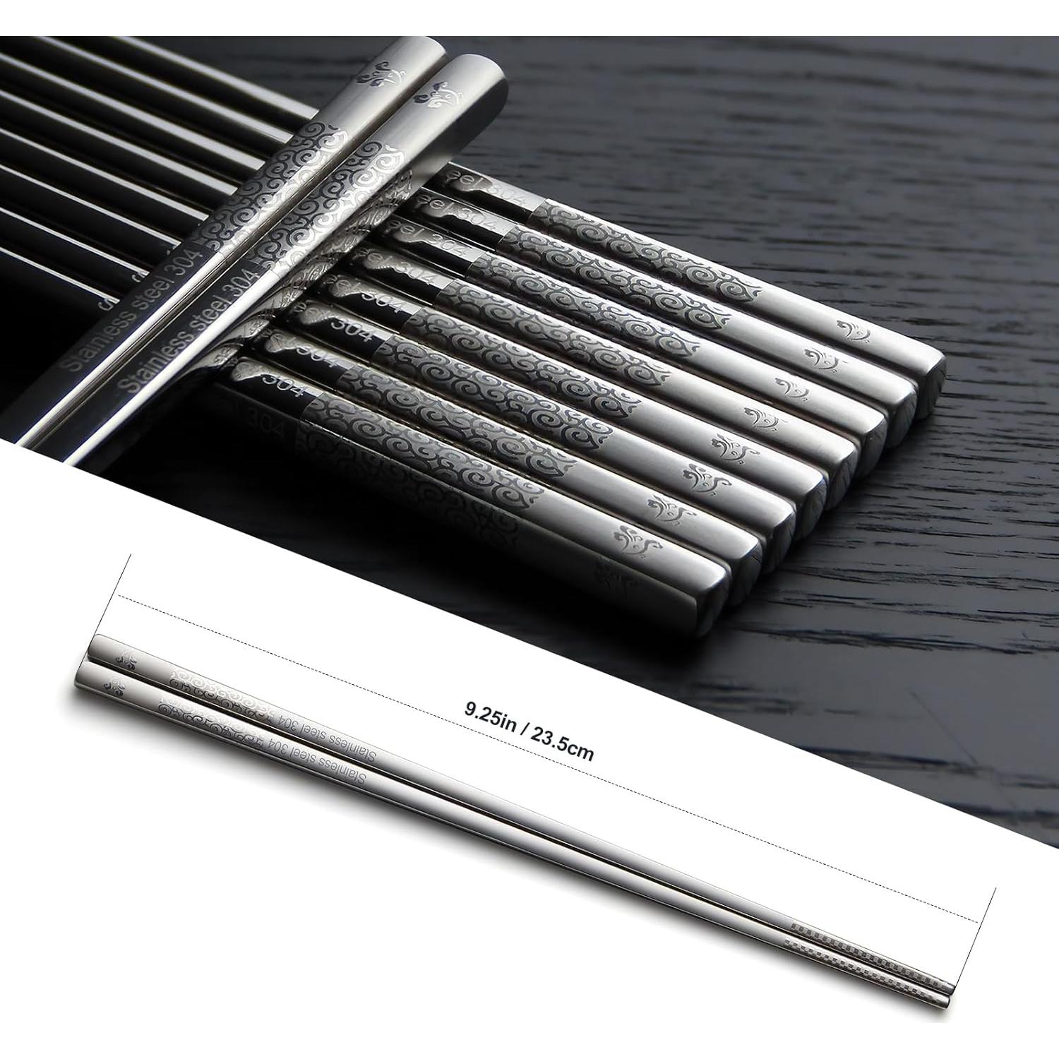 Palillos de Metal IQCWOOD Reutilizables Antideslizantes 23.5 cm