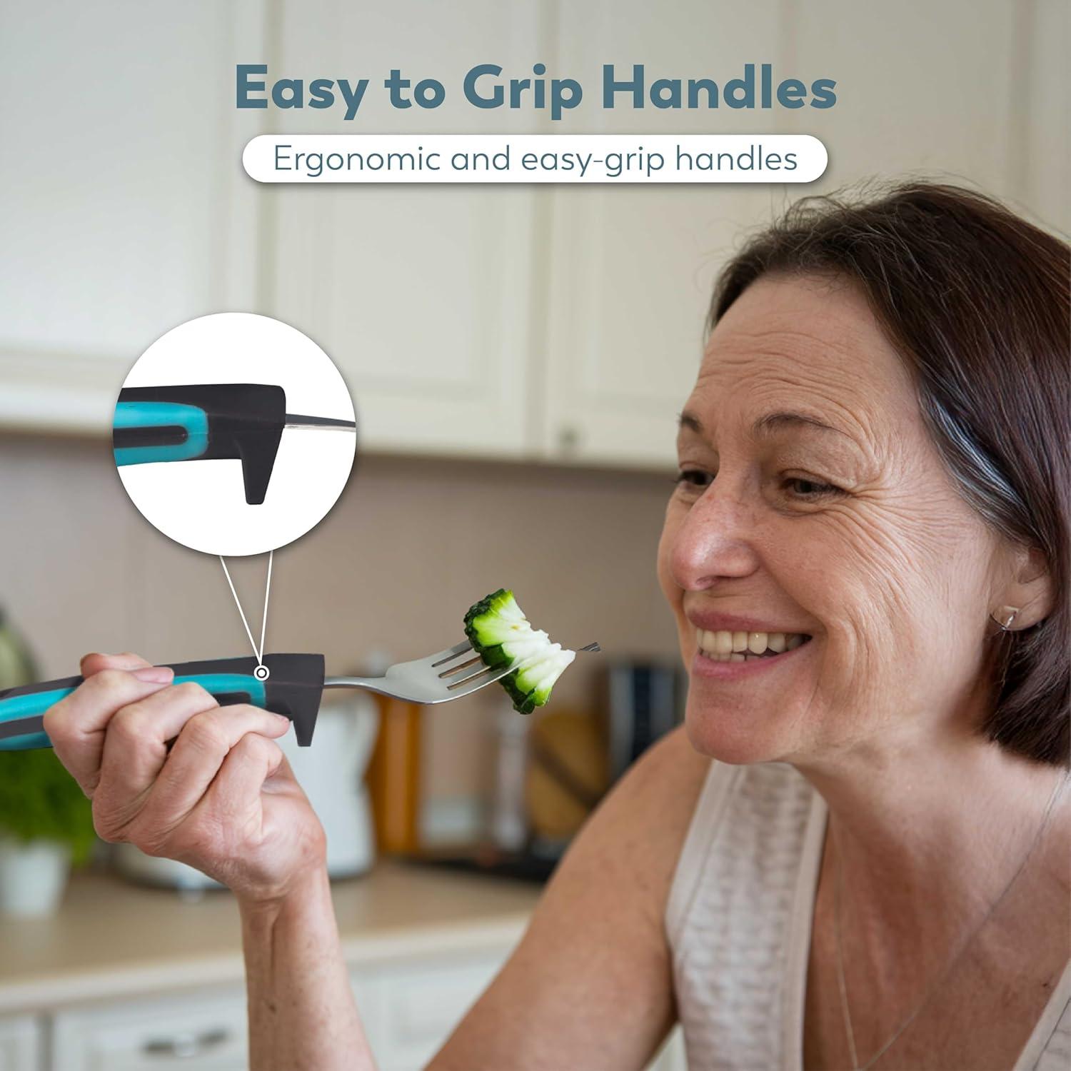 Set de Utensilios Adaptativos BUNMO para Artritis Azul - 4 Piezas