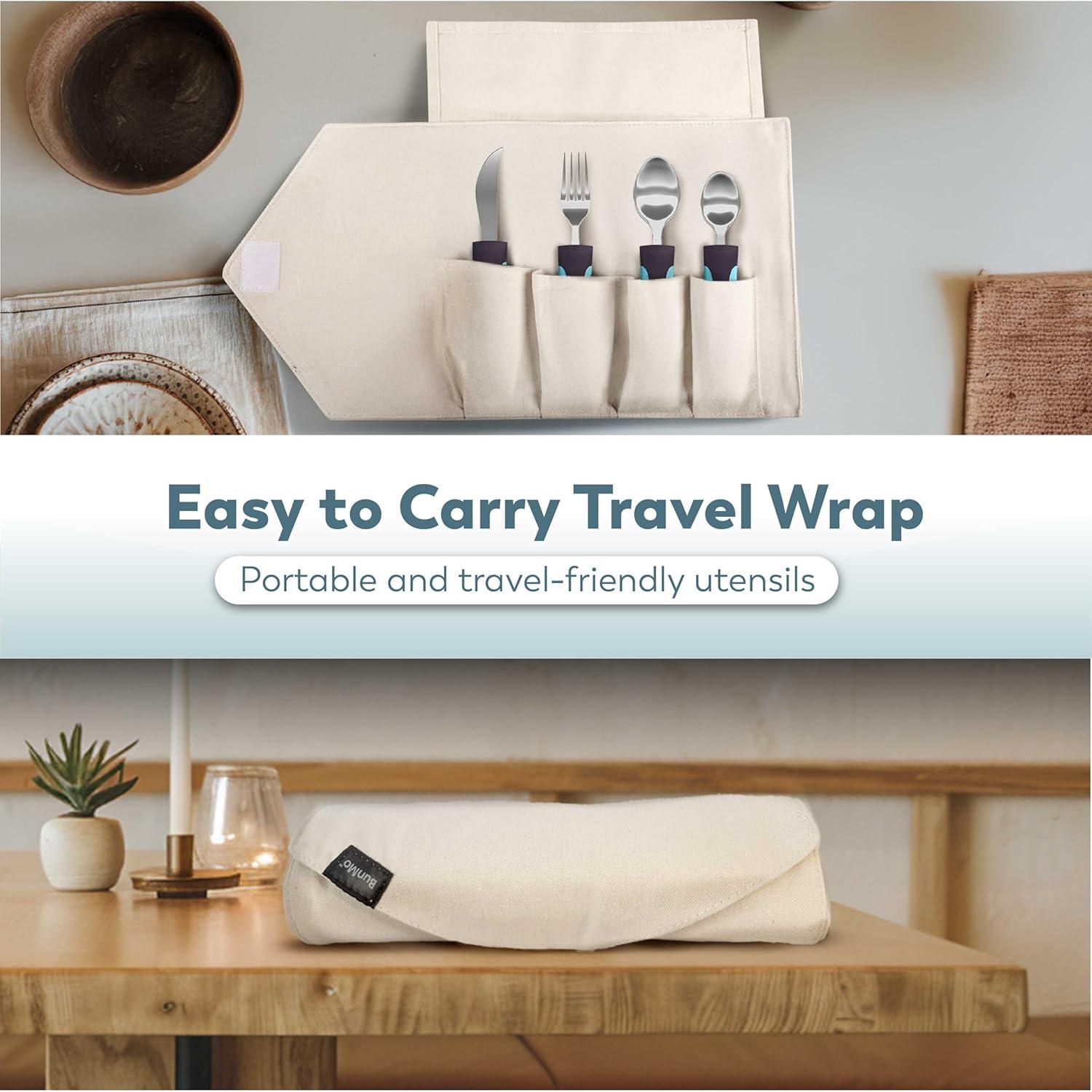 Set de Utensilios Adaptativos BUNMO para Artritis Azul - 4 Piezas