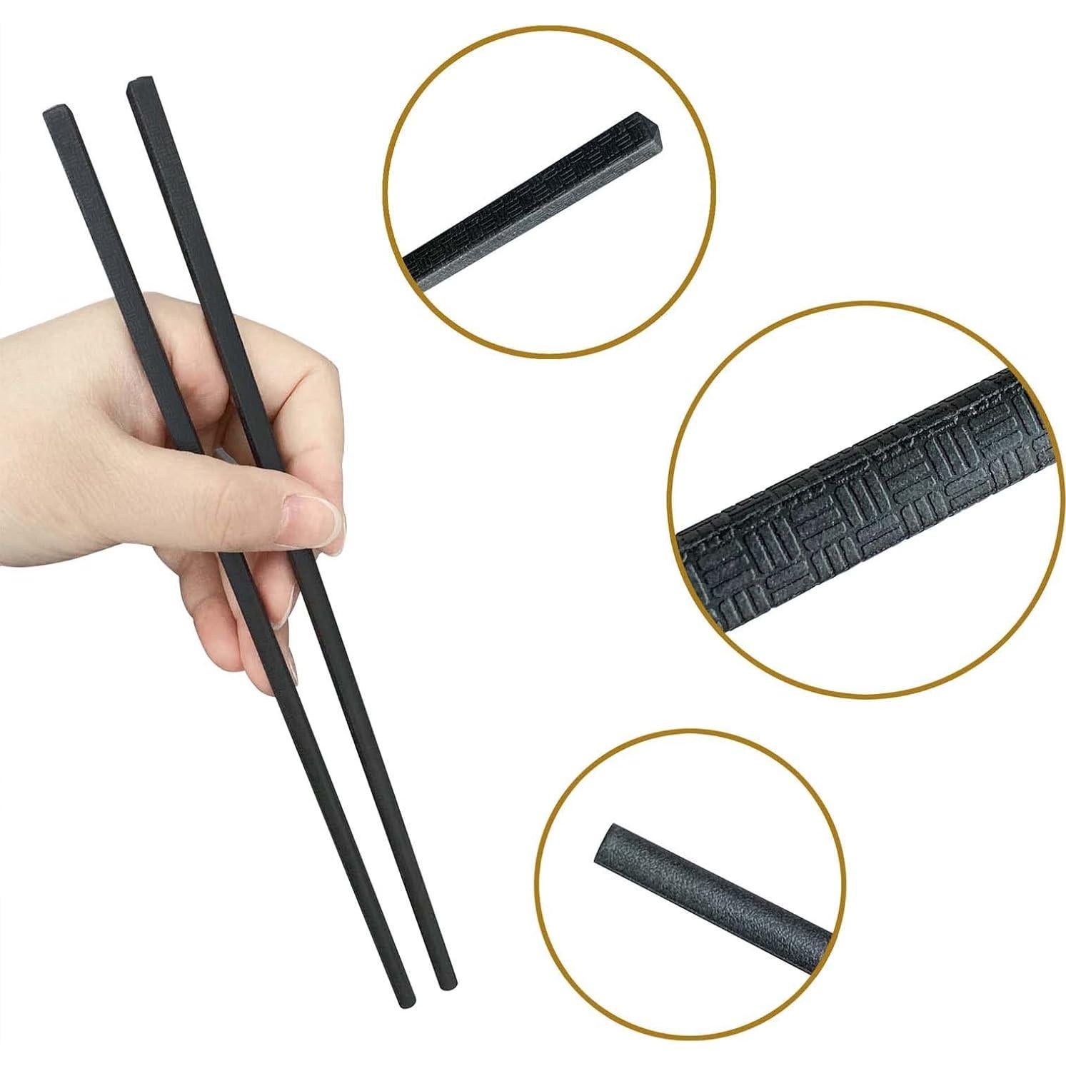 10 Pares de Palillos Reutilizables LNAUJS 23,6 cm Antideslizantes