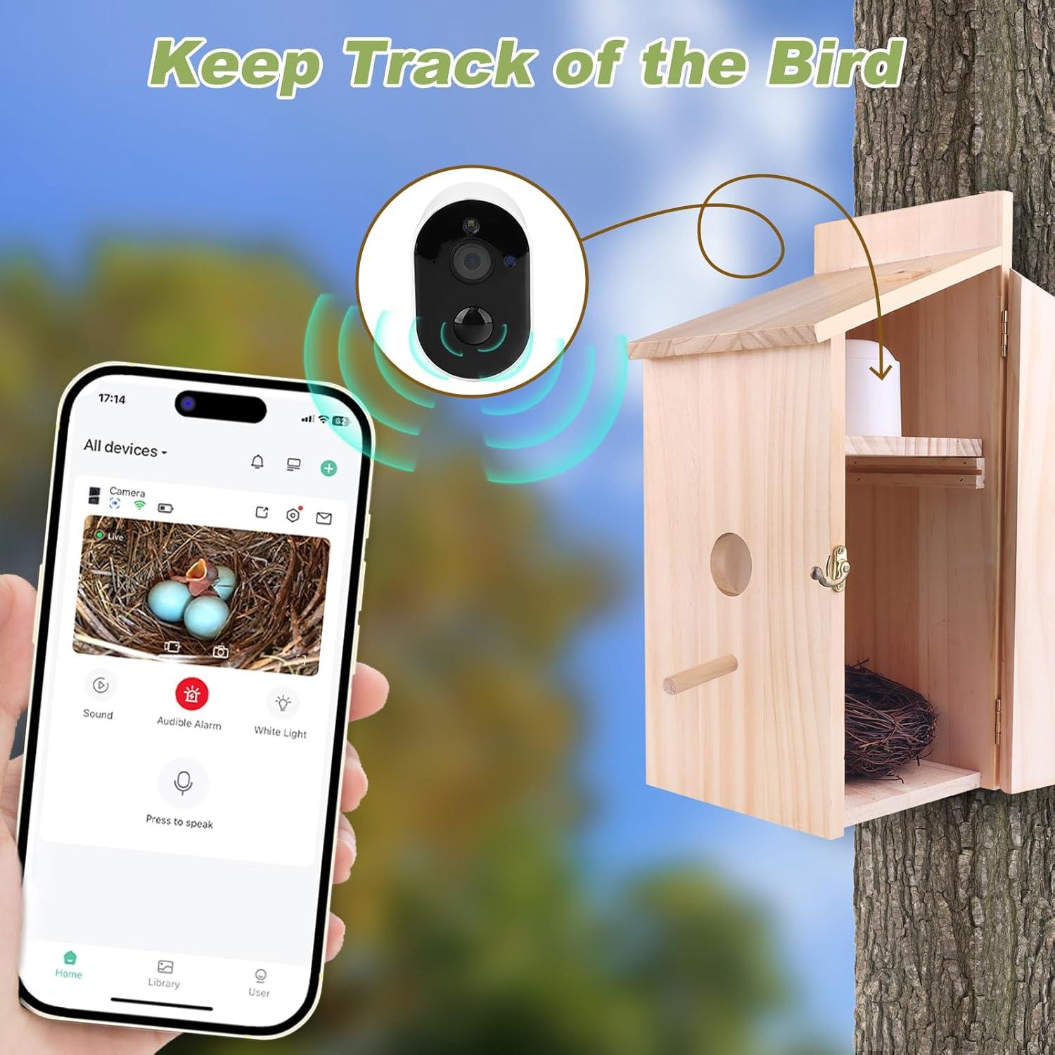 Casa de Aves Inteligente OZBOUN con Cámara HD 1080P Solar