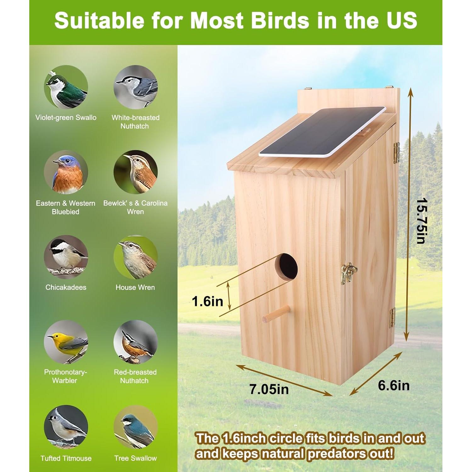 Casa de Aves Inteligente OZBOUN con Cámara HD 1080P Solar