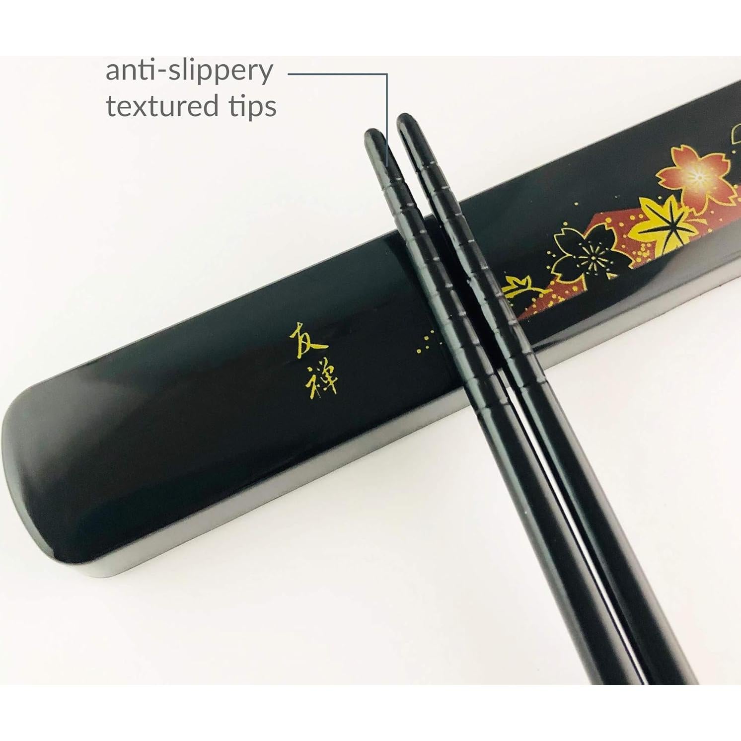 Palillos de Viaje JapanBargain de Bambú con Estuche Rojo-Yuzen