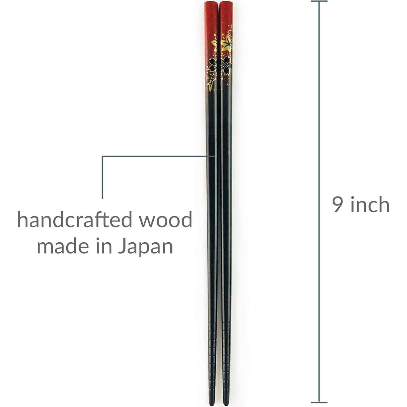 Palillos de Viaje JapanBargain de Bambú con Estuche Rojo-Yuzen