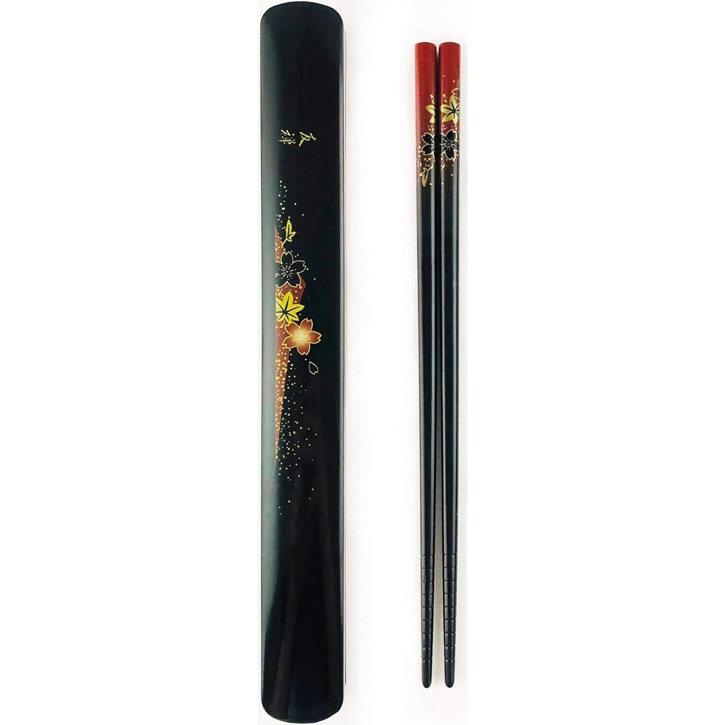 Palillos de Viaje JapanBargain de Bambú con Estuche Rojo-Yuzen
