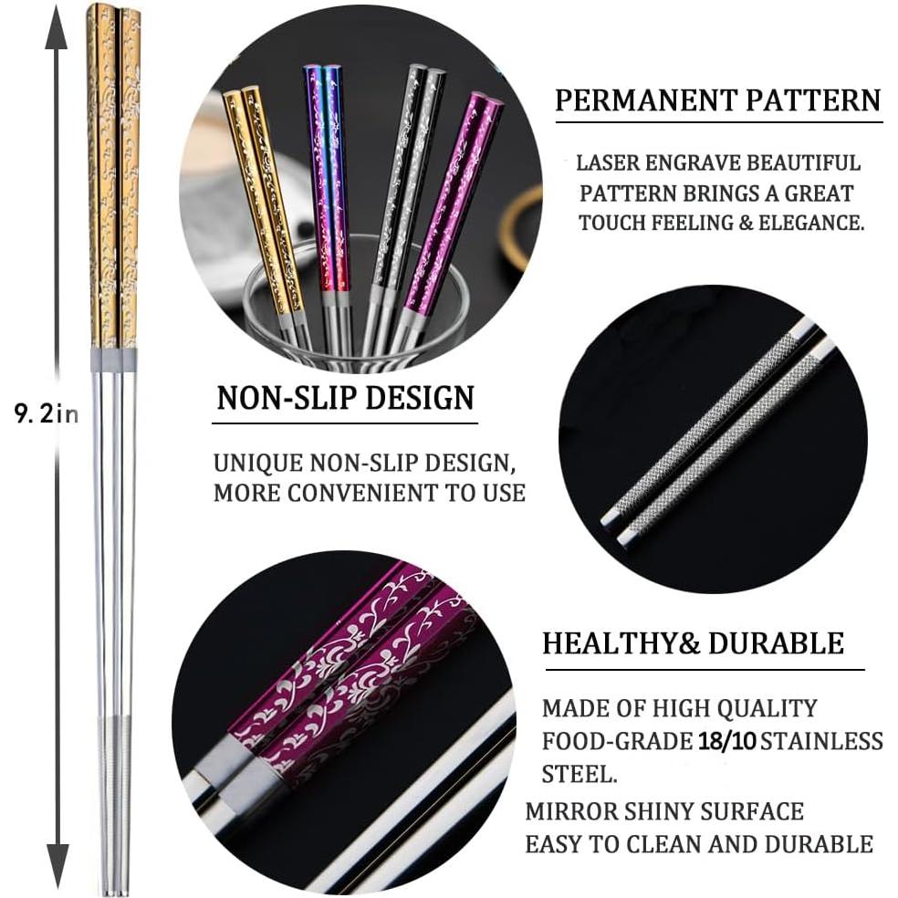 Palillos de Acero Inoxidable HMM 23.5 cm Antideslizantes 2P