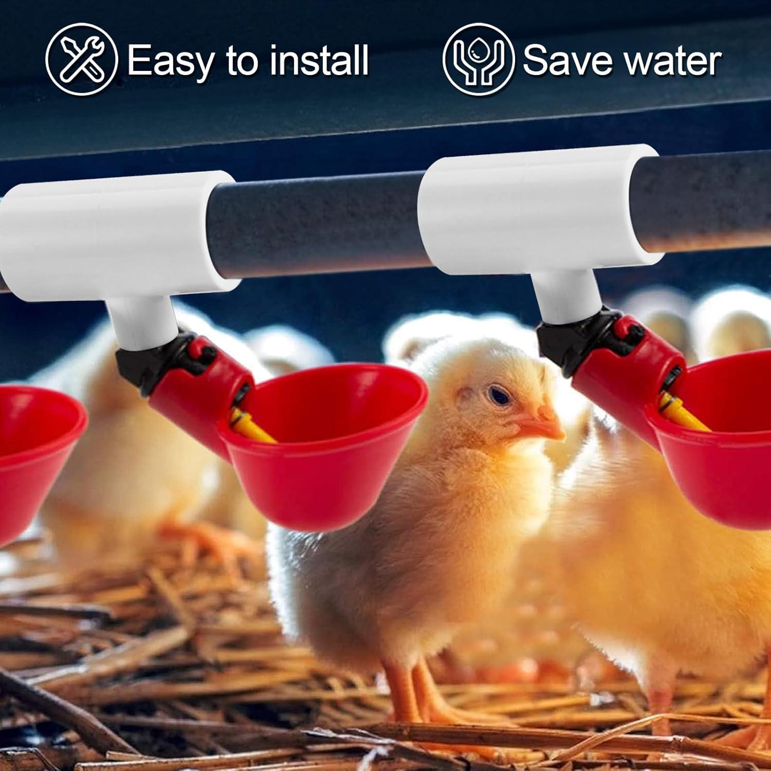 Paquete de 12 Accesorios en T de PVC para Bebederos de Pollo