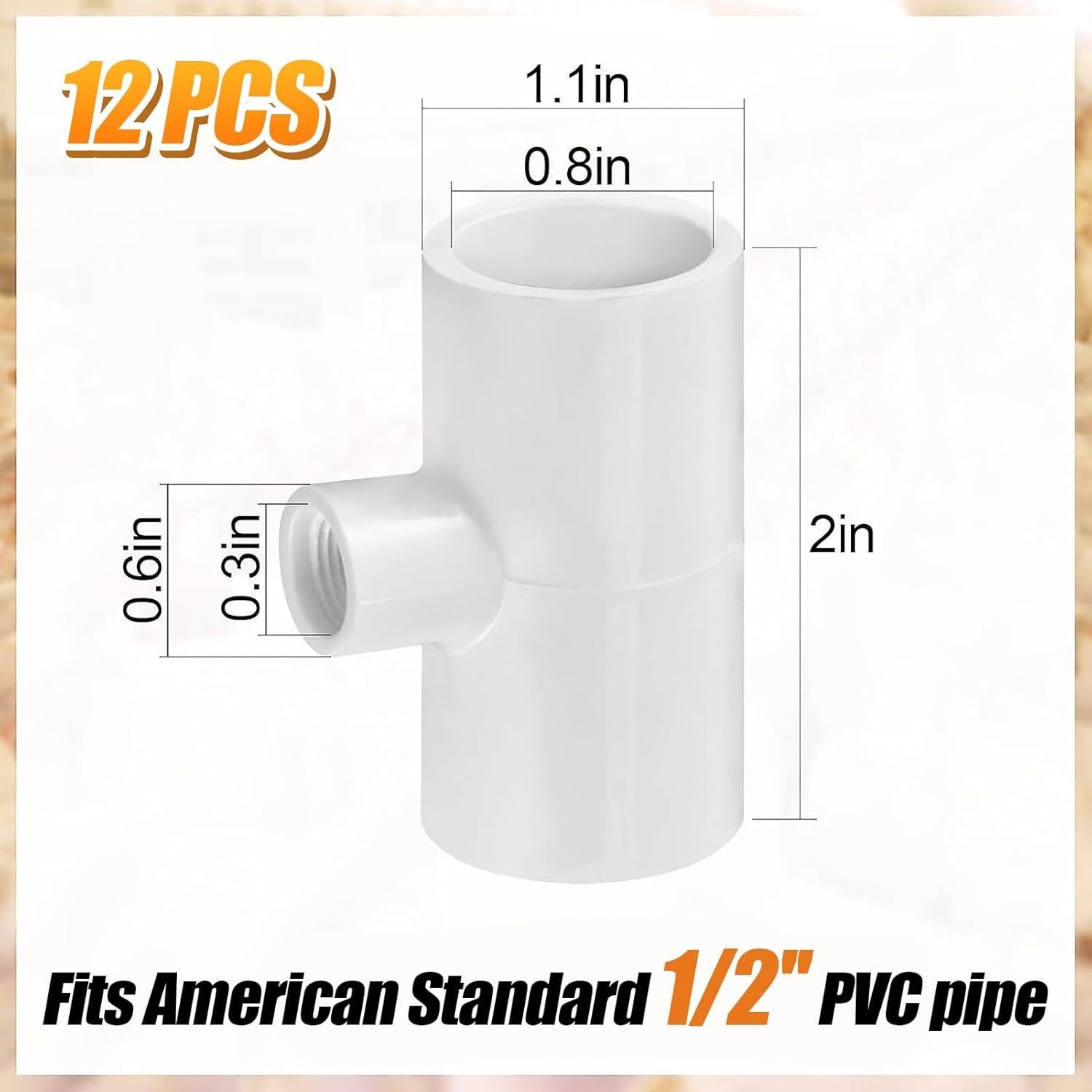 Paquete de 12 Accesorios en T de PVC para Bebederos de Pollo