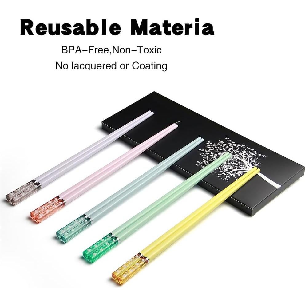 Palillos Reutilizables AYFDISHS 24 cm Antideslizantes Multicolor