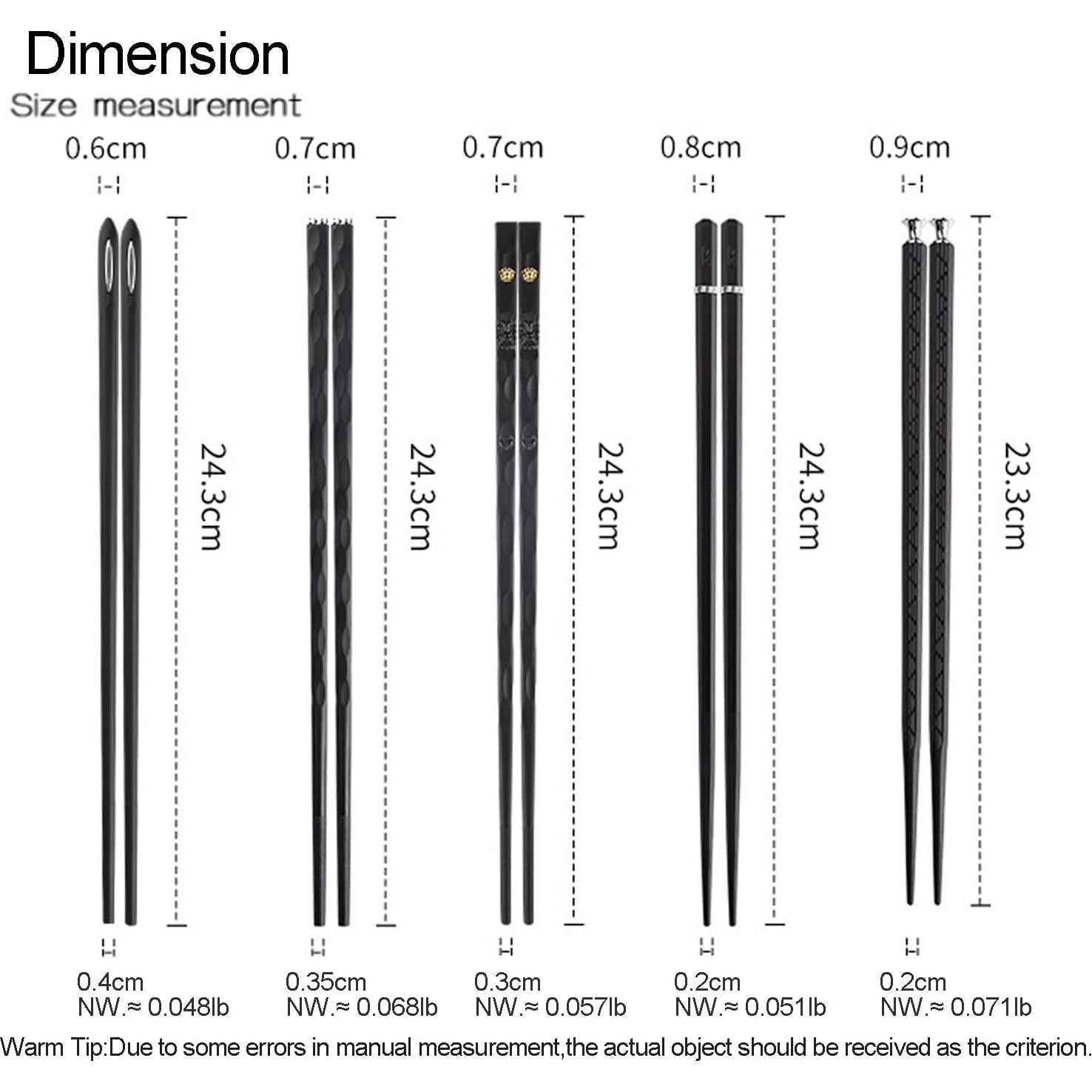 5 Pares de Palillos de Metal Japones Reutilizables 24 cm