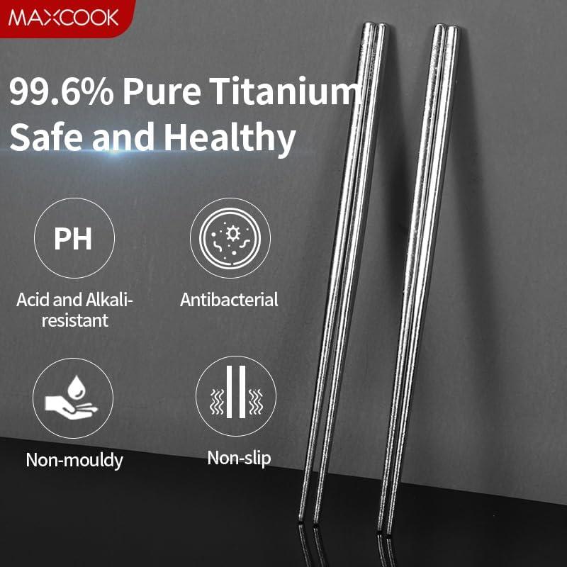 Palillos de Titanio Puro MAXCOOK 23 cm Reutilizables 2 Pares