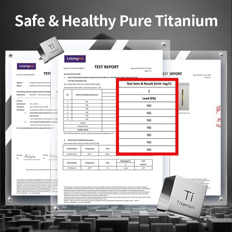 Palillos de Titanio Puro MAXCOOK 23 cm Reutilizables 2 Pares