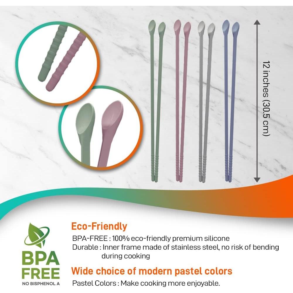 Palillos de Silicona Reutilizables Koryo 30,5 cm Juego 3 Colores