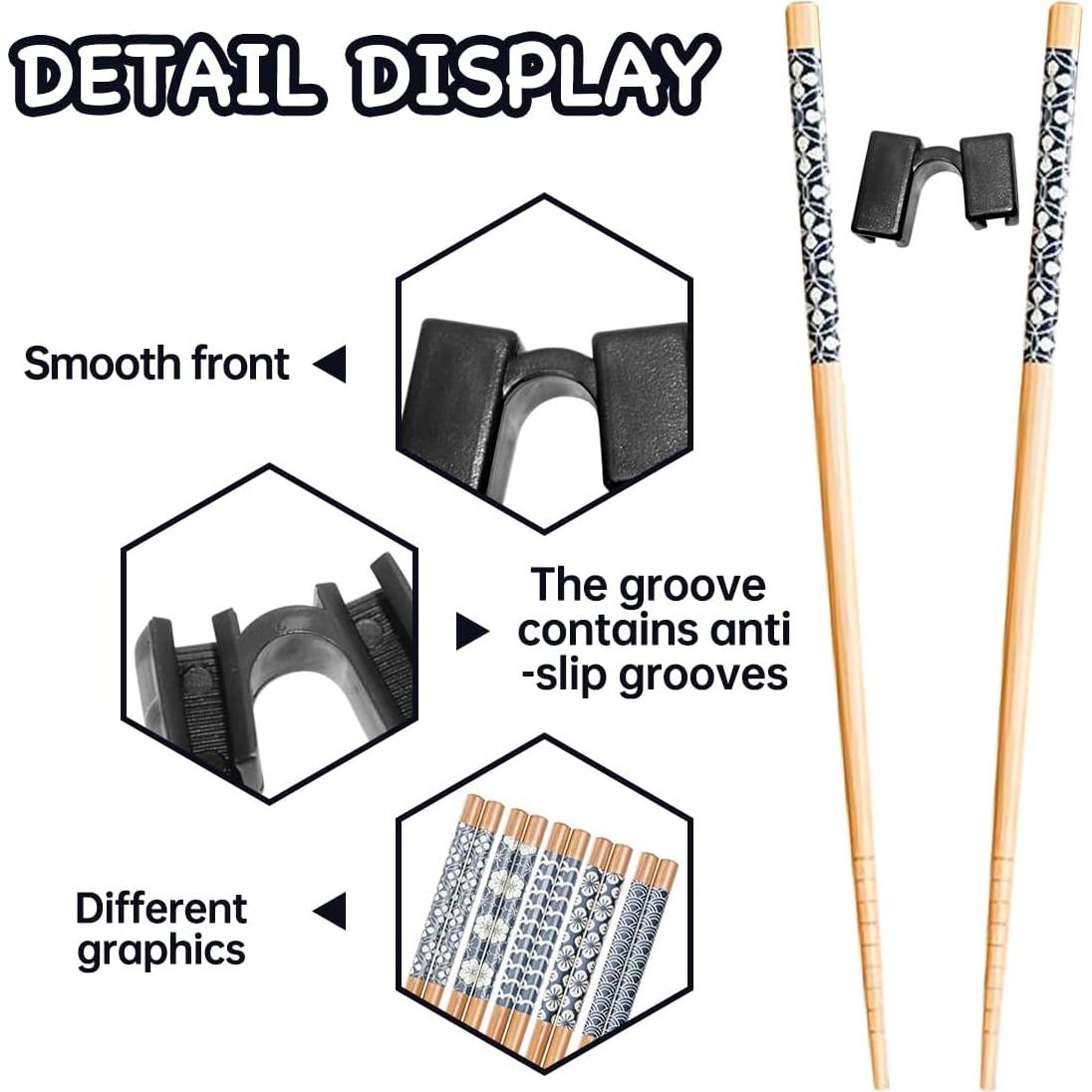 5 Pares de Palillos de Entrenamiento LYART 22,5 cm Reutilizables