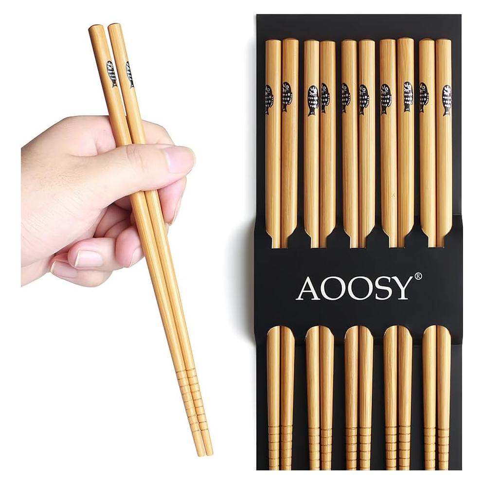 Juego de 5 pares de palillos de bambú AOOSY 22.5 cm