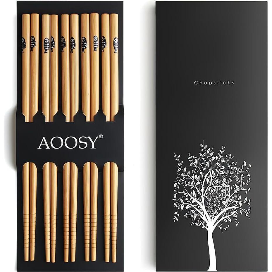 Juego de 5 pares de palillos de bambú AOOSY 22.5 cm