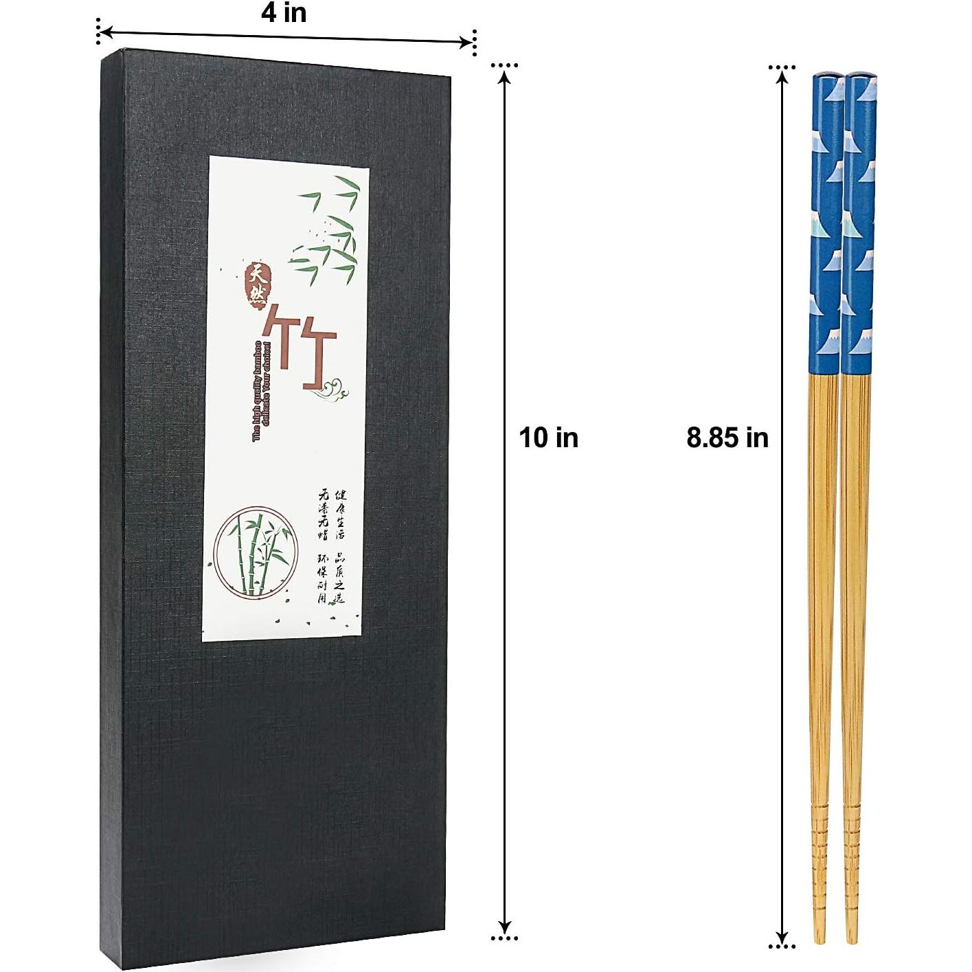 Set de 5 Pares de Palillos de Bambú Japonés Antideslizantes