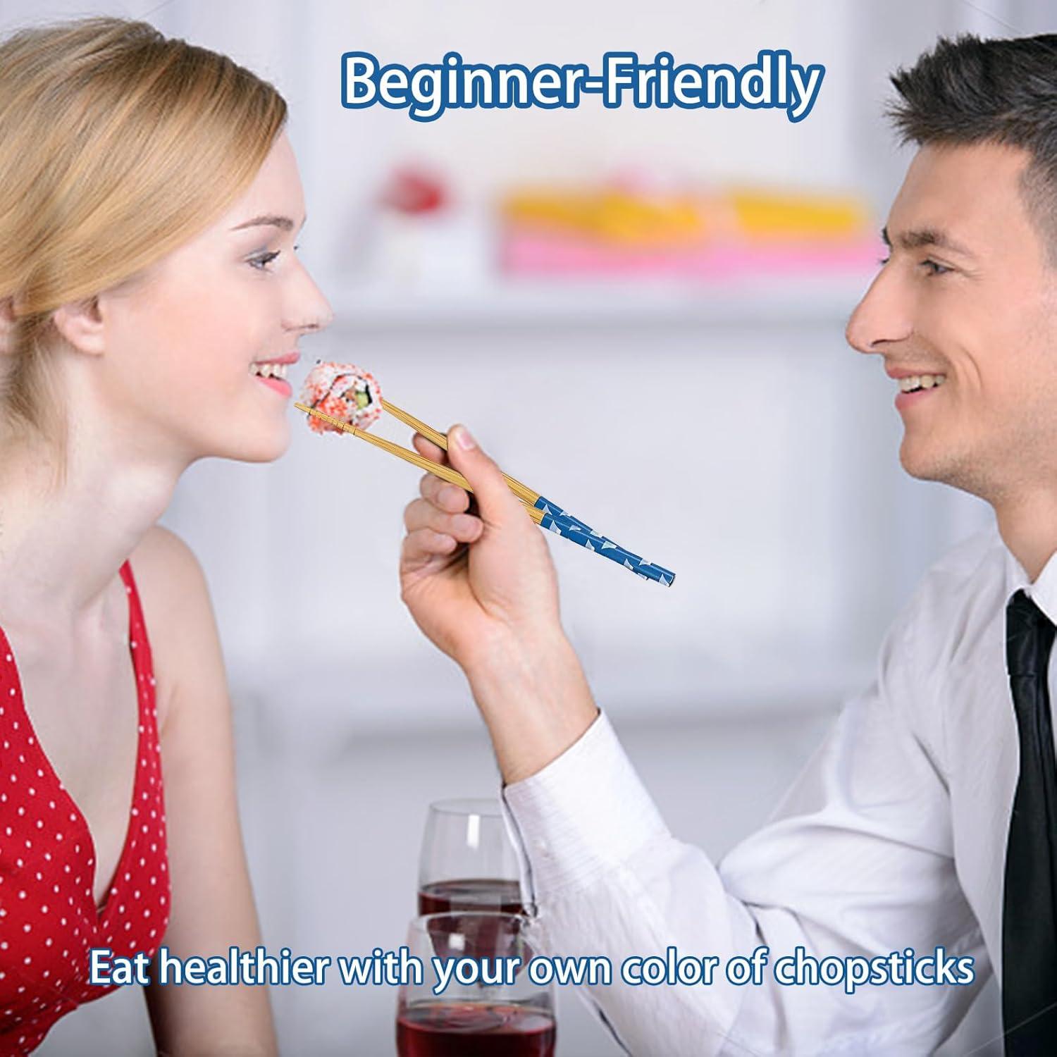 Set de 5 Pares de Palillos de Bambú Japonés Antideslizantes