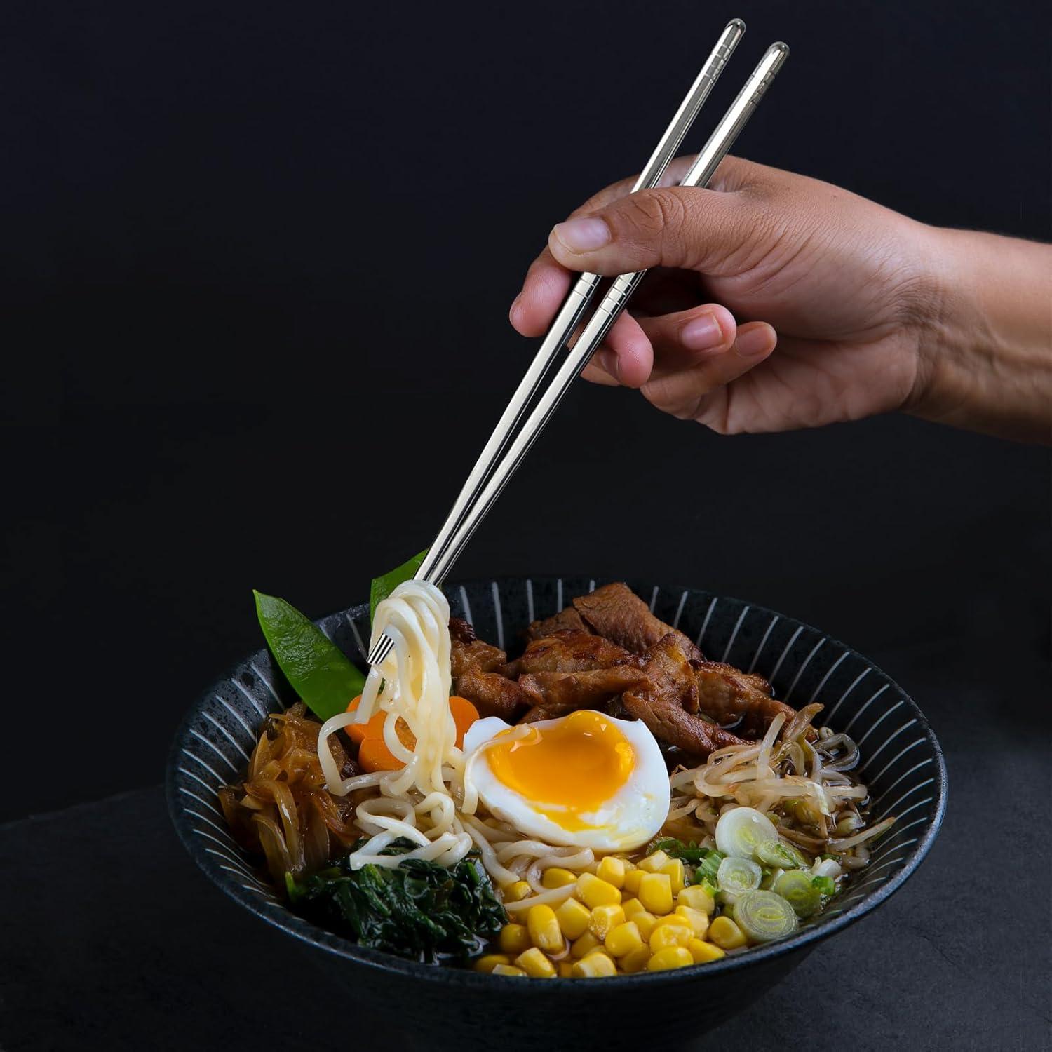 Palillos de Metal IQCWOOD 5 Pares Acero Inoxidable 304