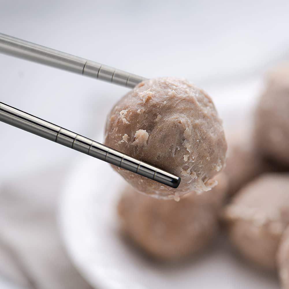 Palillos de Metal IQCWOOD 5 Pares Acero Inoxidable 304