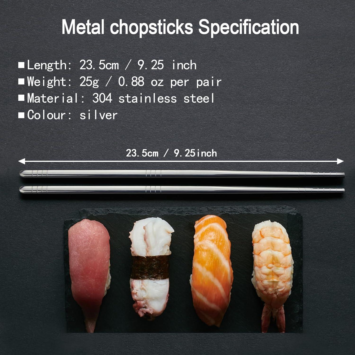 Palillos de Metal IQCWOOD 5 Pares Acero Inoxidable 304