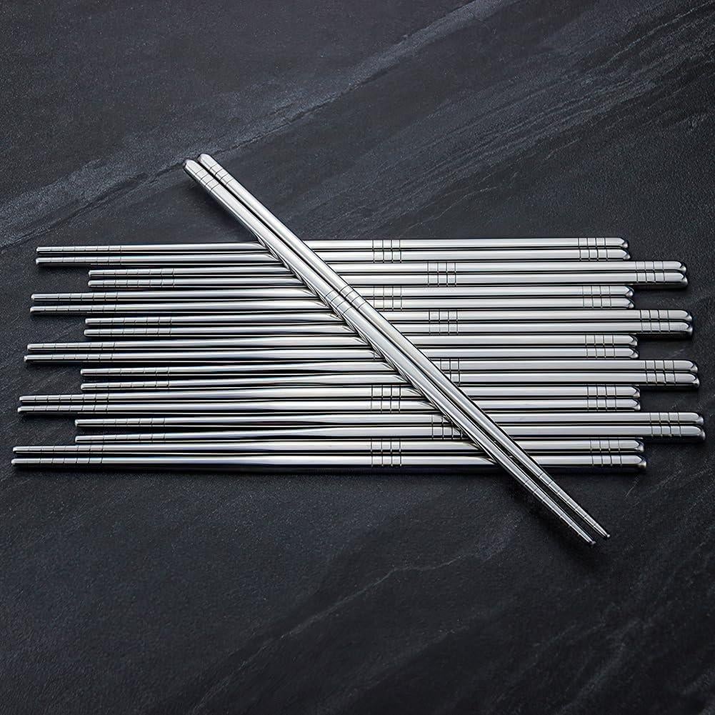 Palillos de Metal IQCWOOD 5 Pares Acero Inoxidable 304