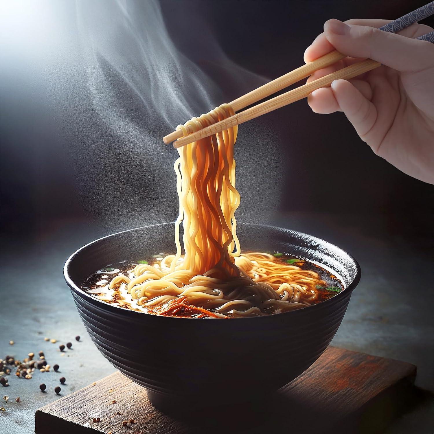 Hiware 10 Pares de Palillos de Bambú Reutilizables 22,35 cm