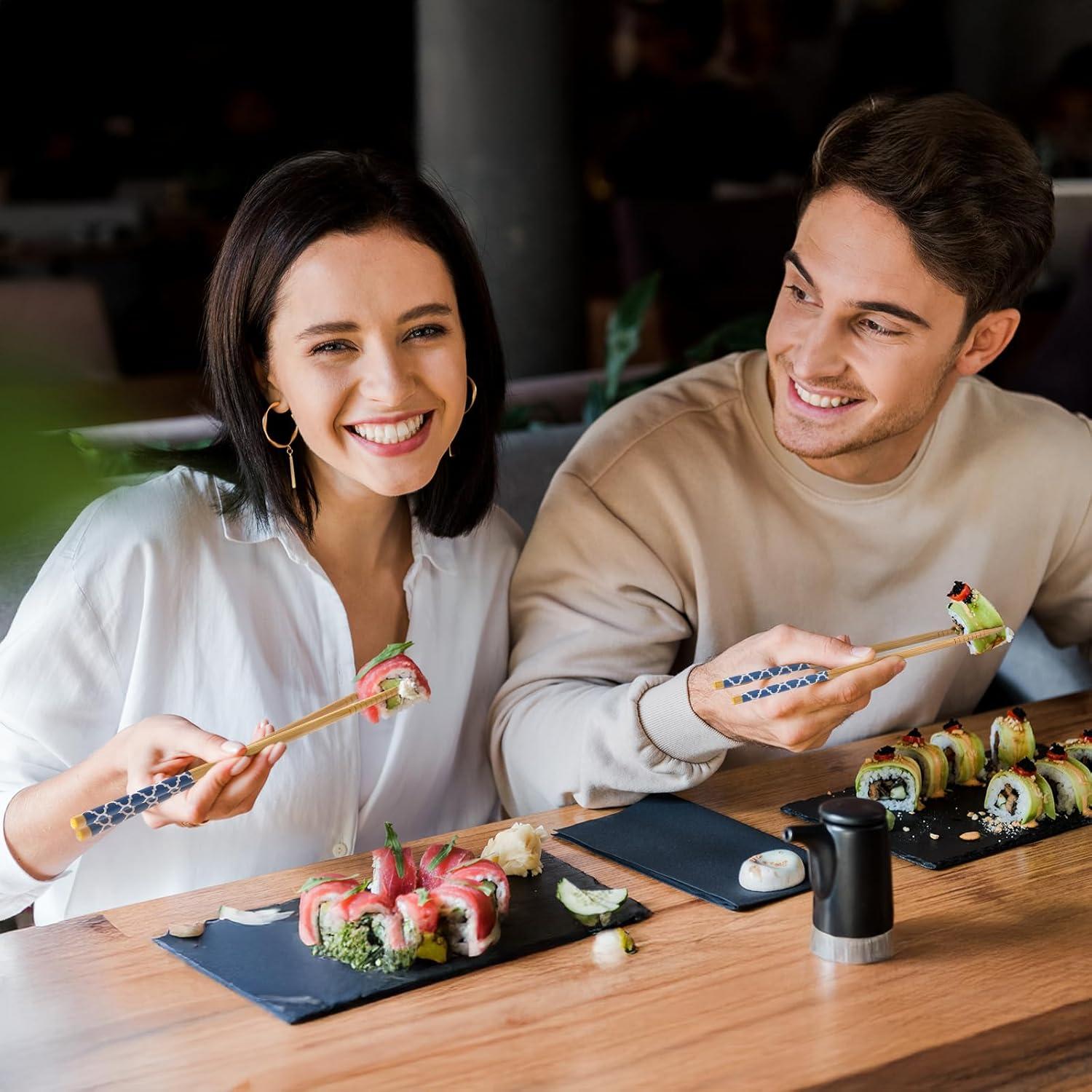 Hiware 10 Pares de Palillos de Bambú Reutilizables 22,35 cm