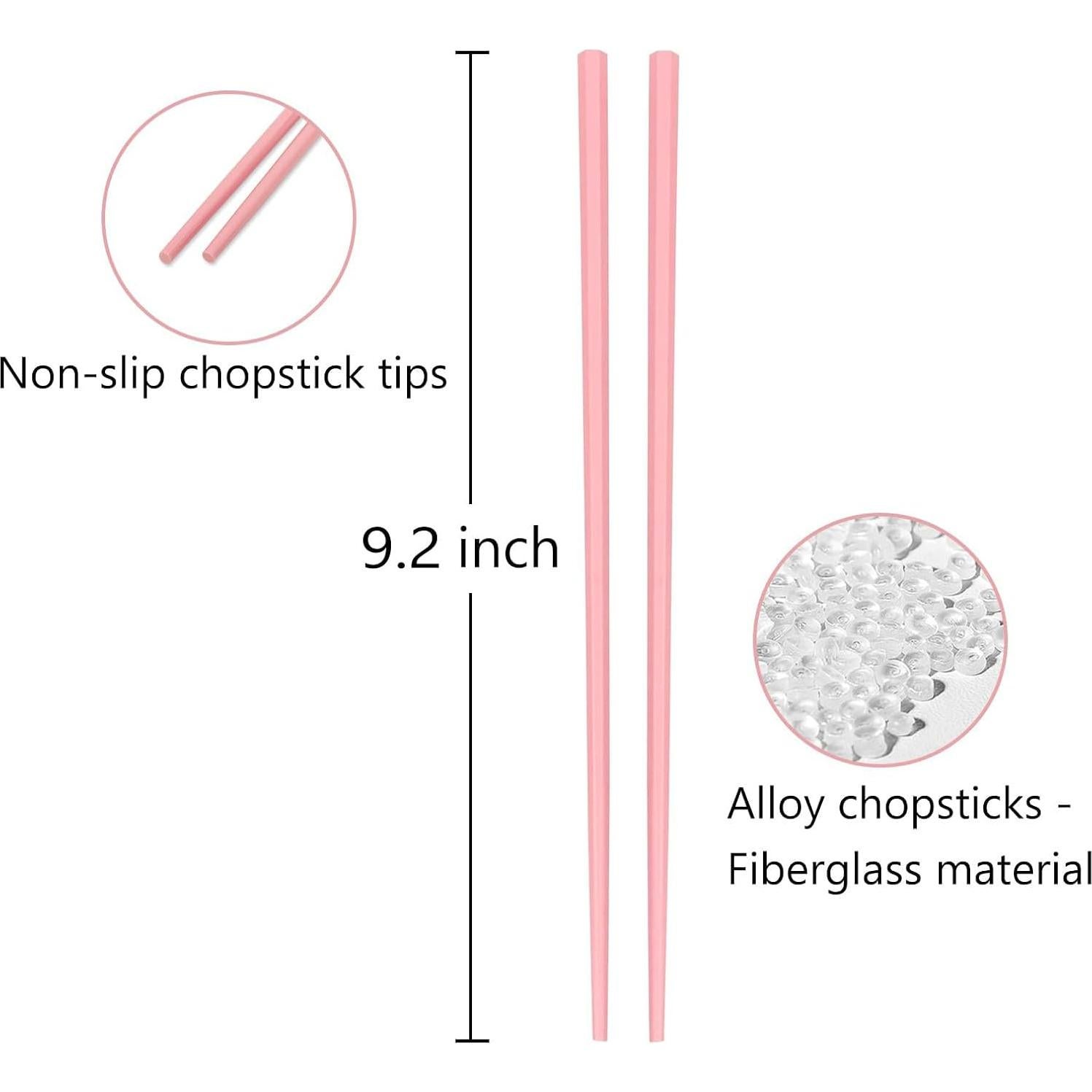 5 Pares de Palillos Reutilizables YOLCAR 23,37 cm Antideslizantes