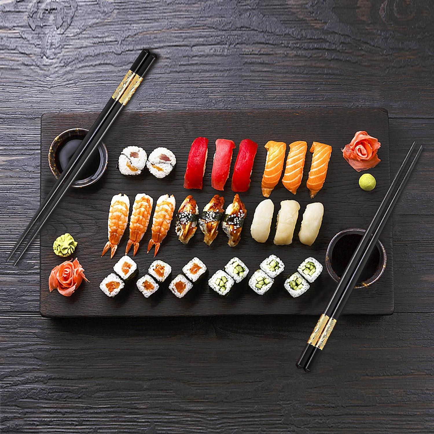 Youda Palillos de Metal Reutilizables Dragón 5 Pares 24.5 cm