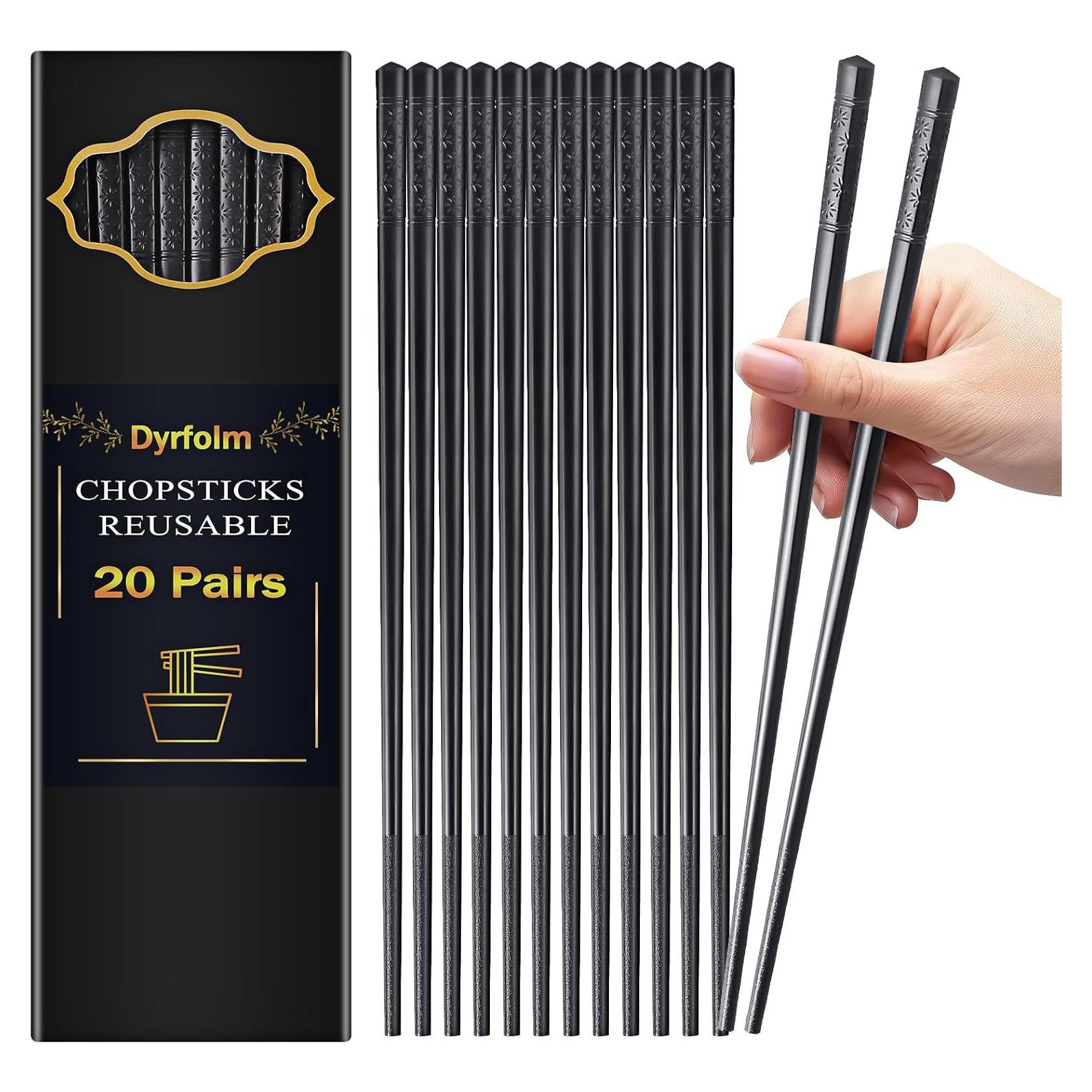 20 Pares de Palillos Reutilizables Dyrfolm Antideslizantes 24 cm